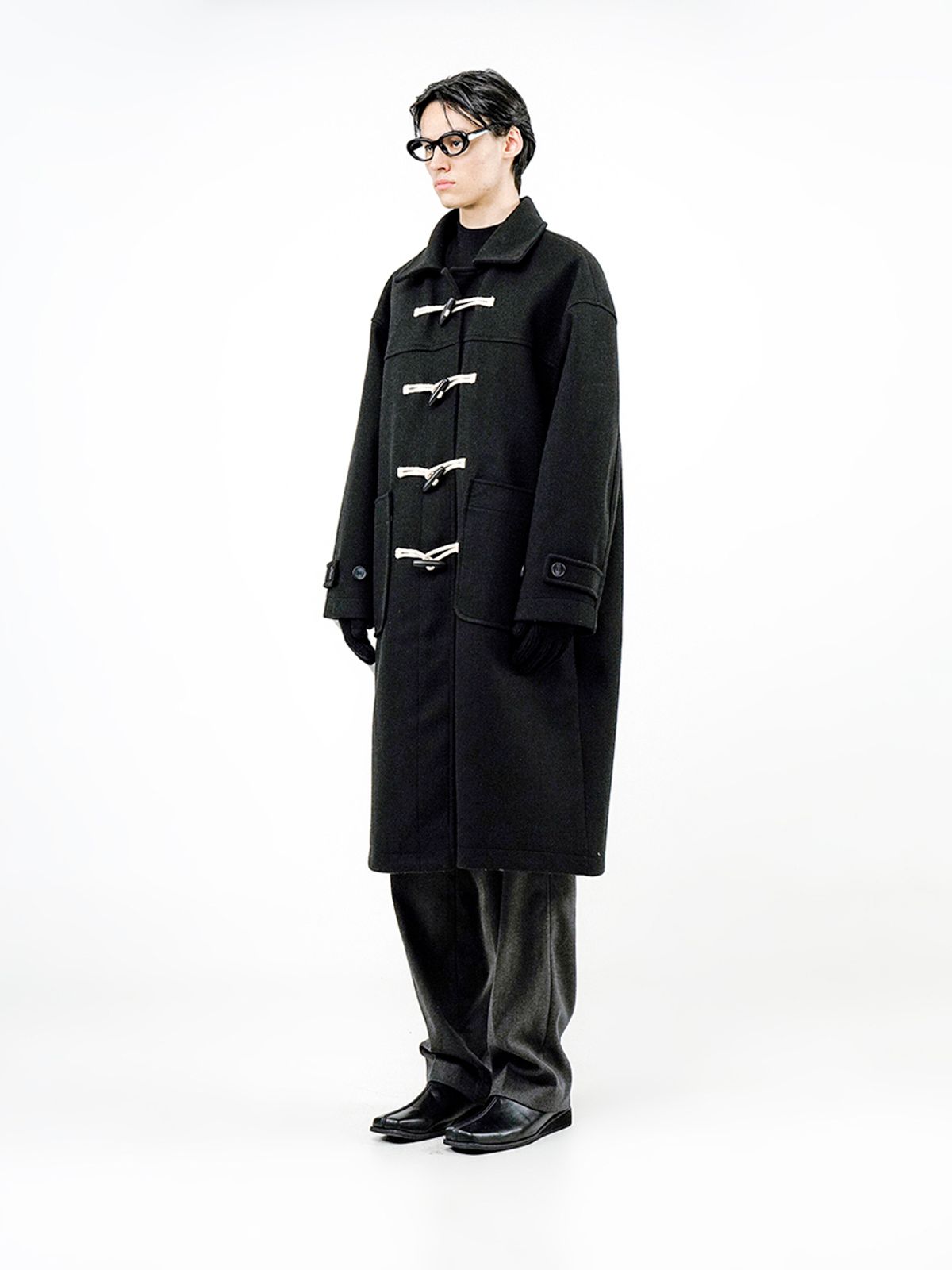 챈세스노이(CHANCE'S NOI) Oversized Snap Duffel Coat - Black /W244OT01BK-M