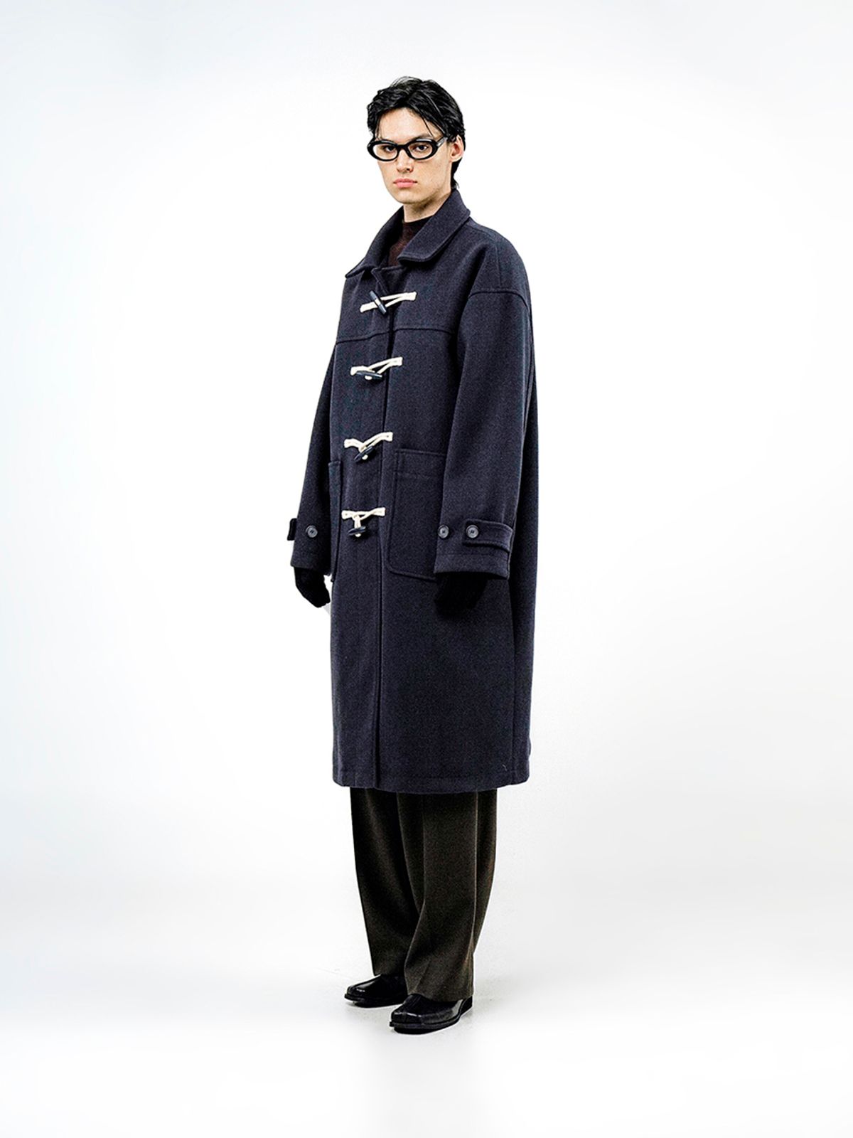챈세스노이(CHANCE'S NOI) Oversized Snap Duffel Coat - Navy /W244OT01NY-M