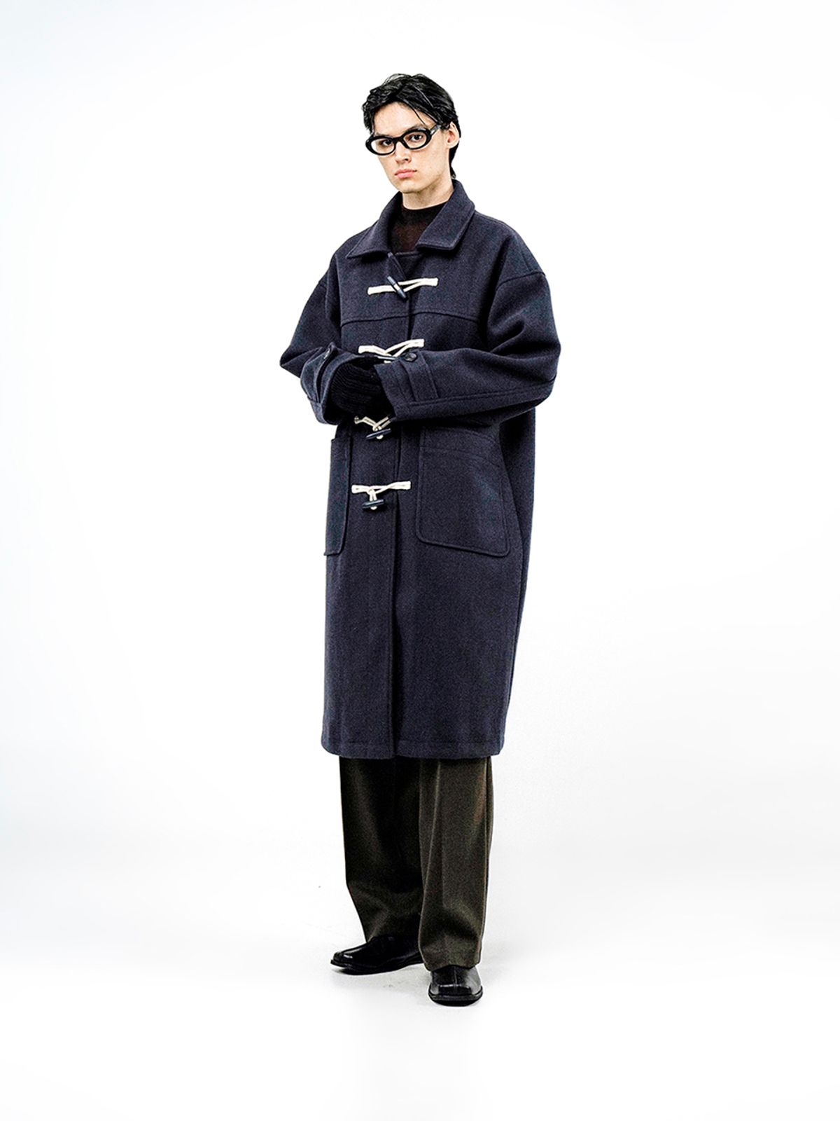 챈세스노이(CHANCE'S NOI) Oversized Snap Duffel Coat - Navy /W244OT01NY-M