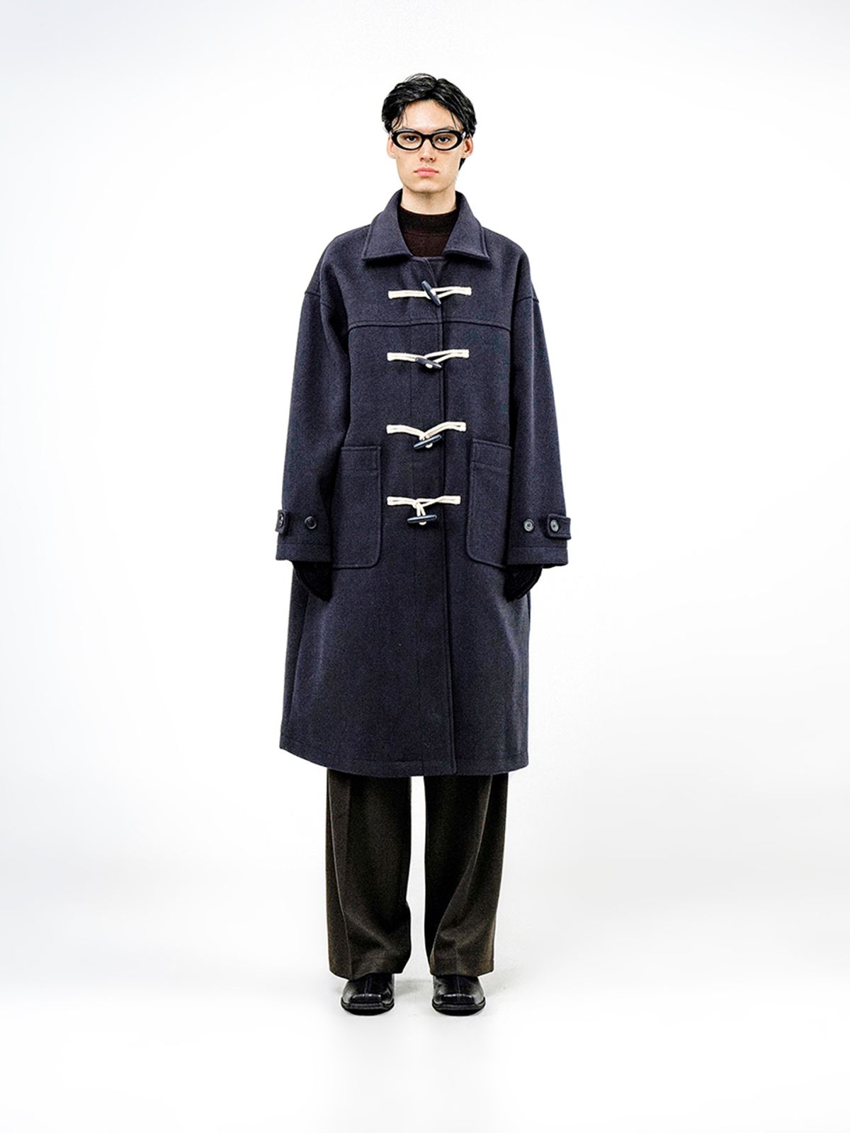 챈세스노이(CHANCE'S NOI) Oversized Snap Duffel Coat - Navy /W244OT01NY-M