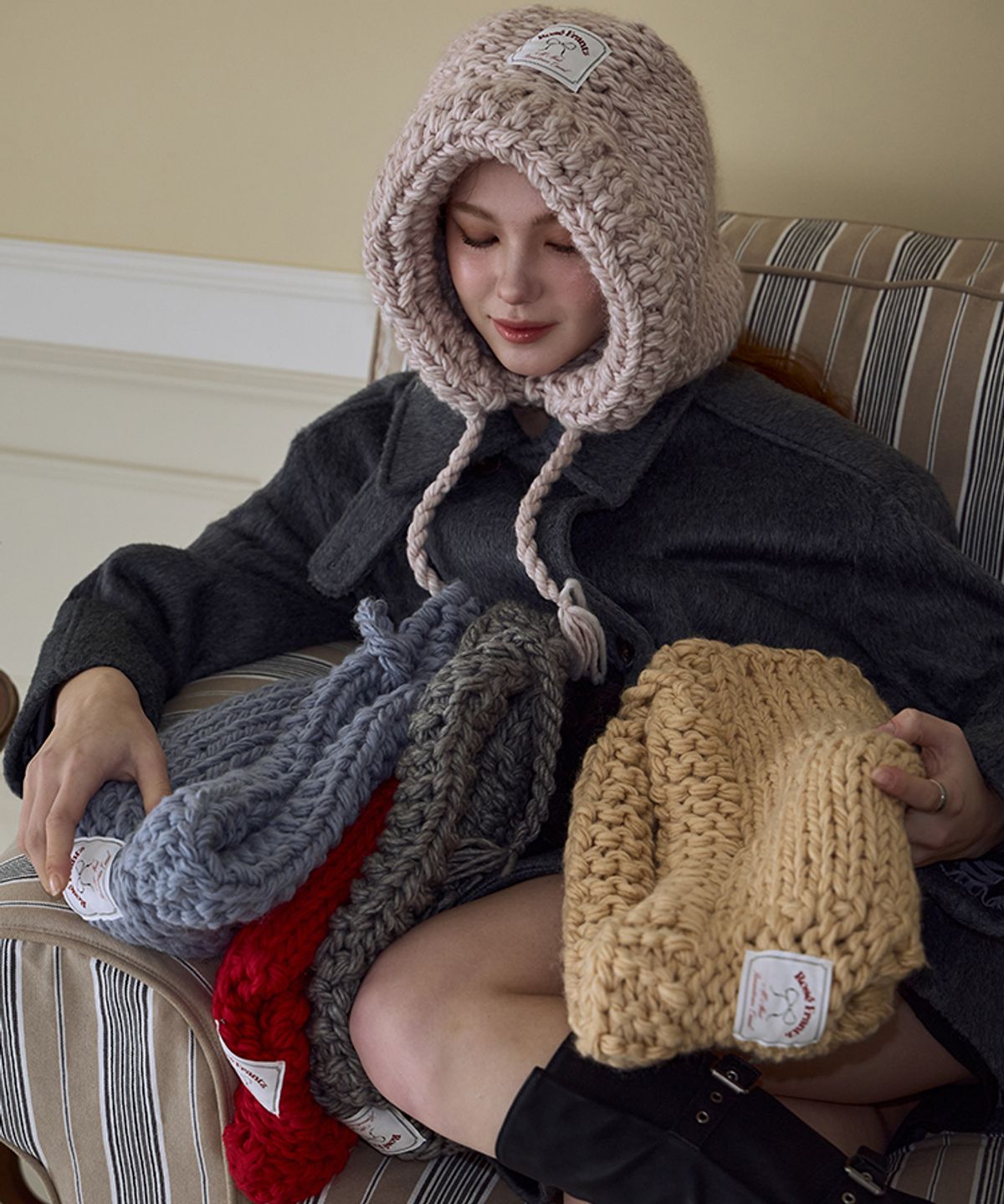로제프란츠(ROSEFRANTZ) Handmade Wool Balaclava [Baby Pink]