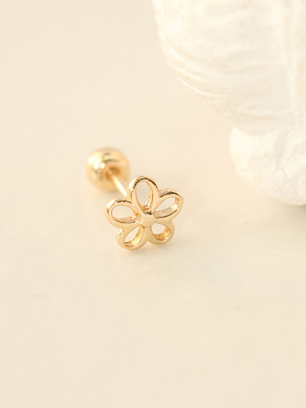 미니멀피어싱(MINIMALPIERCING) 14K 포인트 다섯꽃잎 피어싱 귀걸이