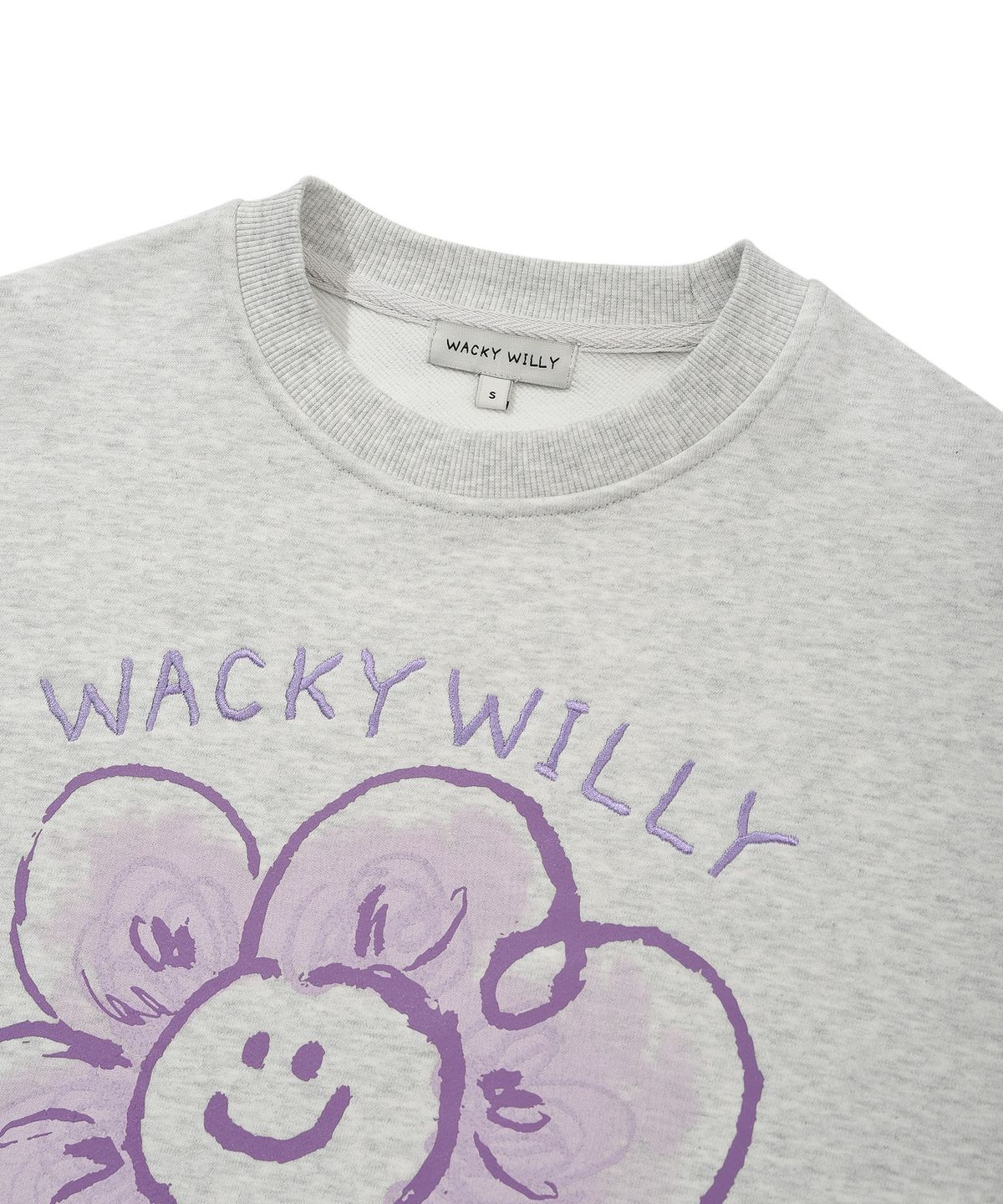 와키윌리(WACKY WILLY) 우먼스 빅릴리 그래픽 맨투맨 라이트그레이