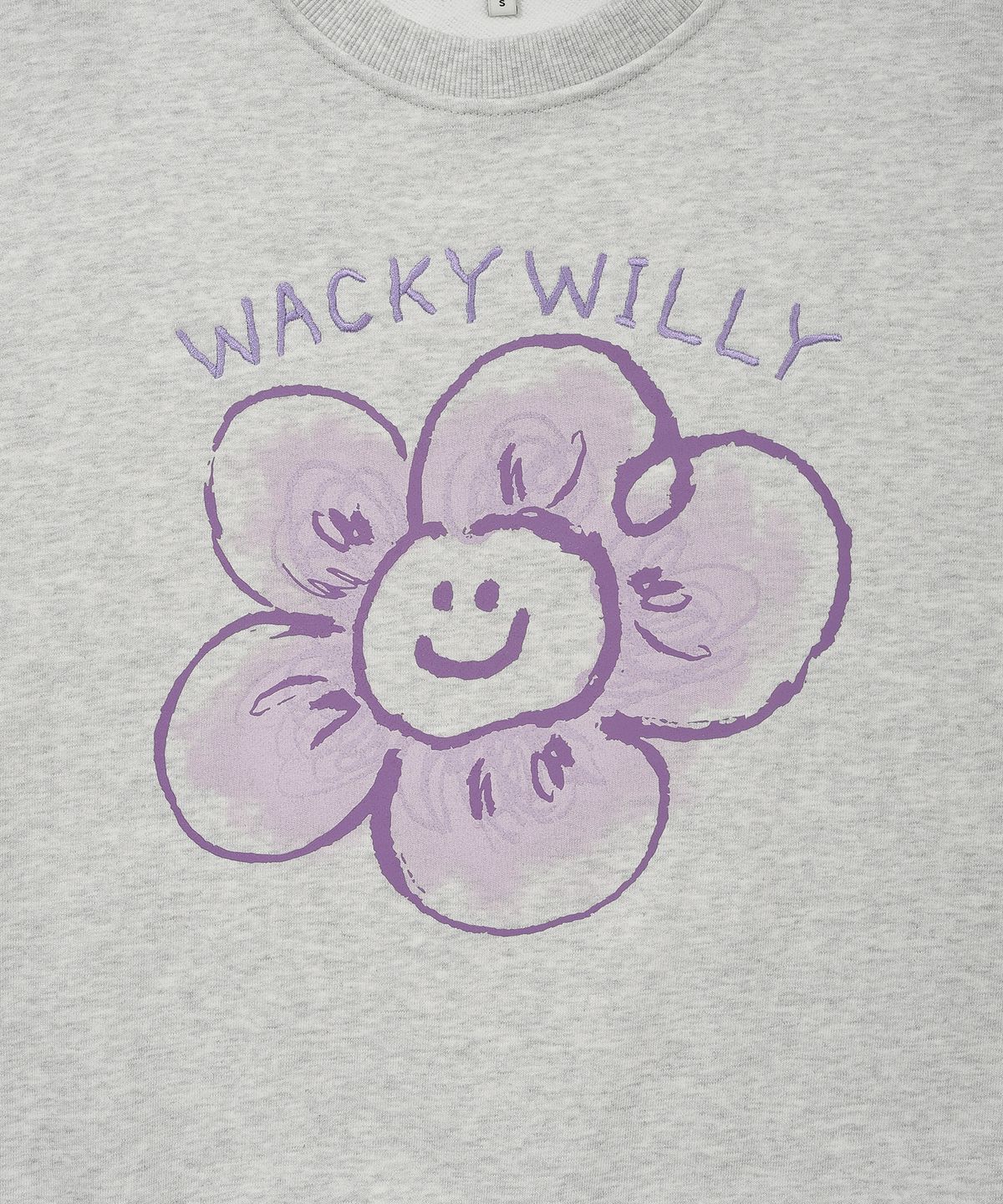 와키윌리(WACKY WILLY) 우먼스 빅릴리 그래픽 맨투맨 라이트그레이