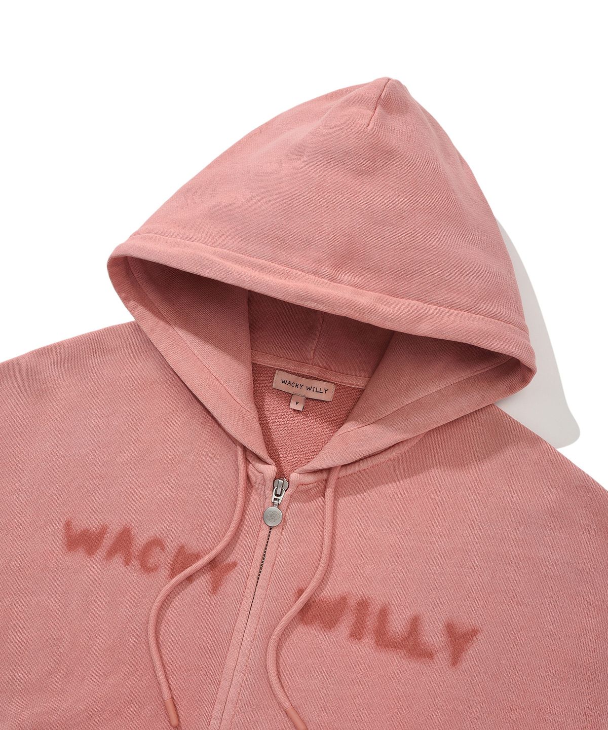 와키윌리(WACKY WILLY) 우먼스 피그먼트 워싱 후드집업 핑크