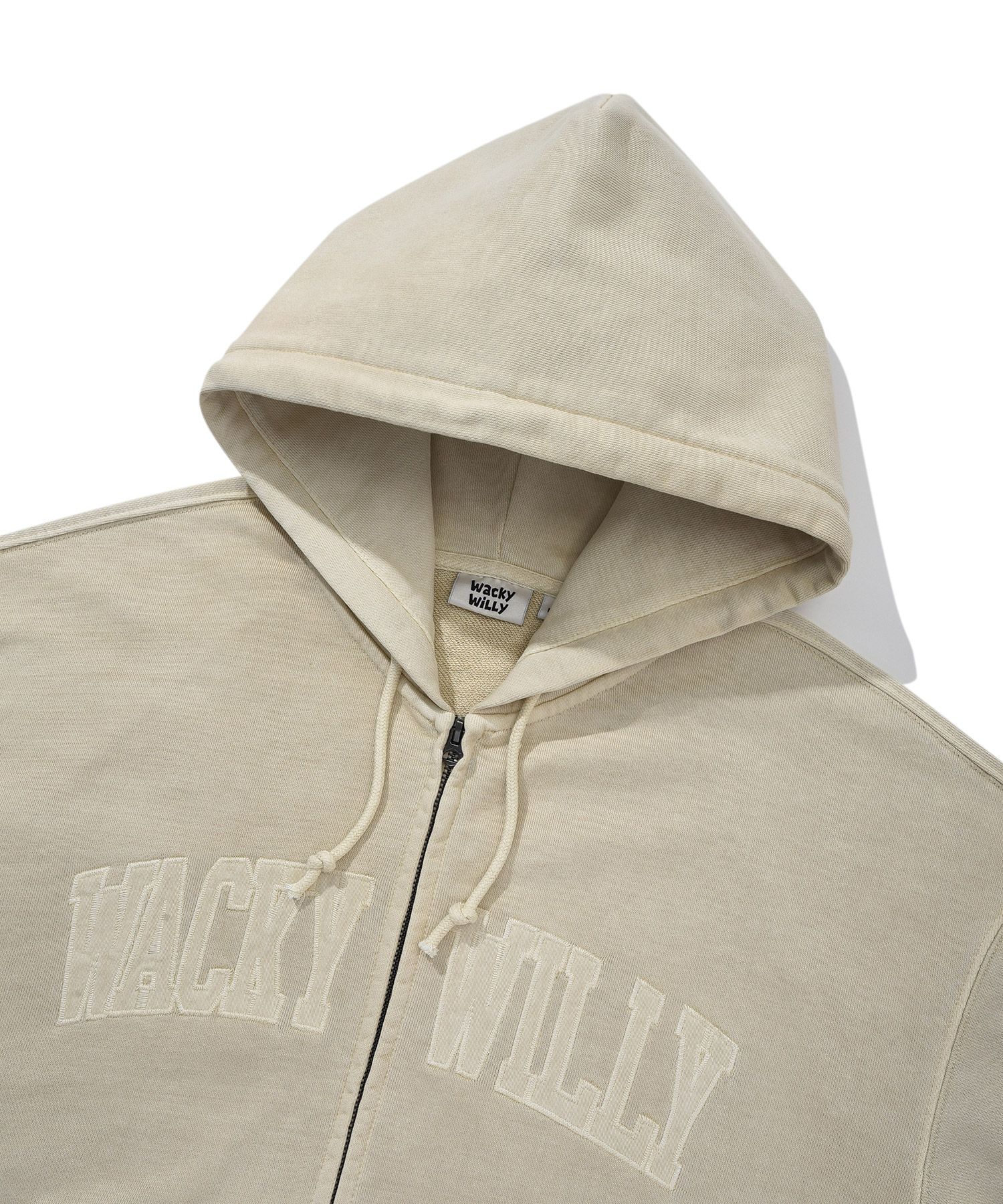 ★Wacky WiLLy★ Applique Hooded Cream MUSINSA | WACKY WILLY Waki Big Applique Washing Hoodie Beige
