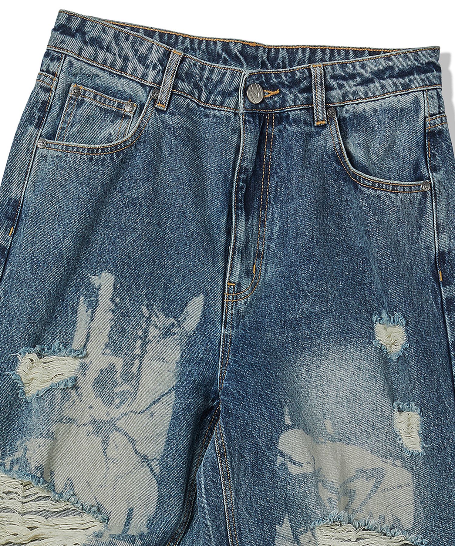 【 TRAVEL 】PAINTED DENIM PANTS (2色) unisex MUSINSA | TRAVEL Painted Denim Pants Indigo Blue