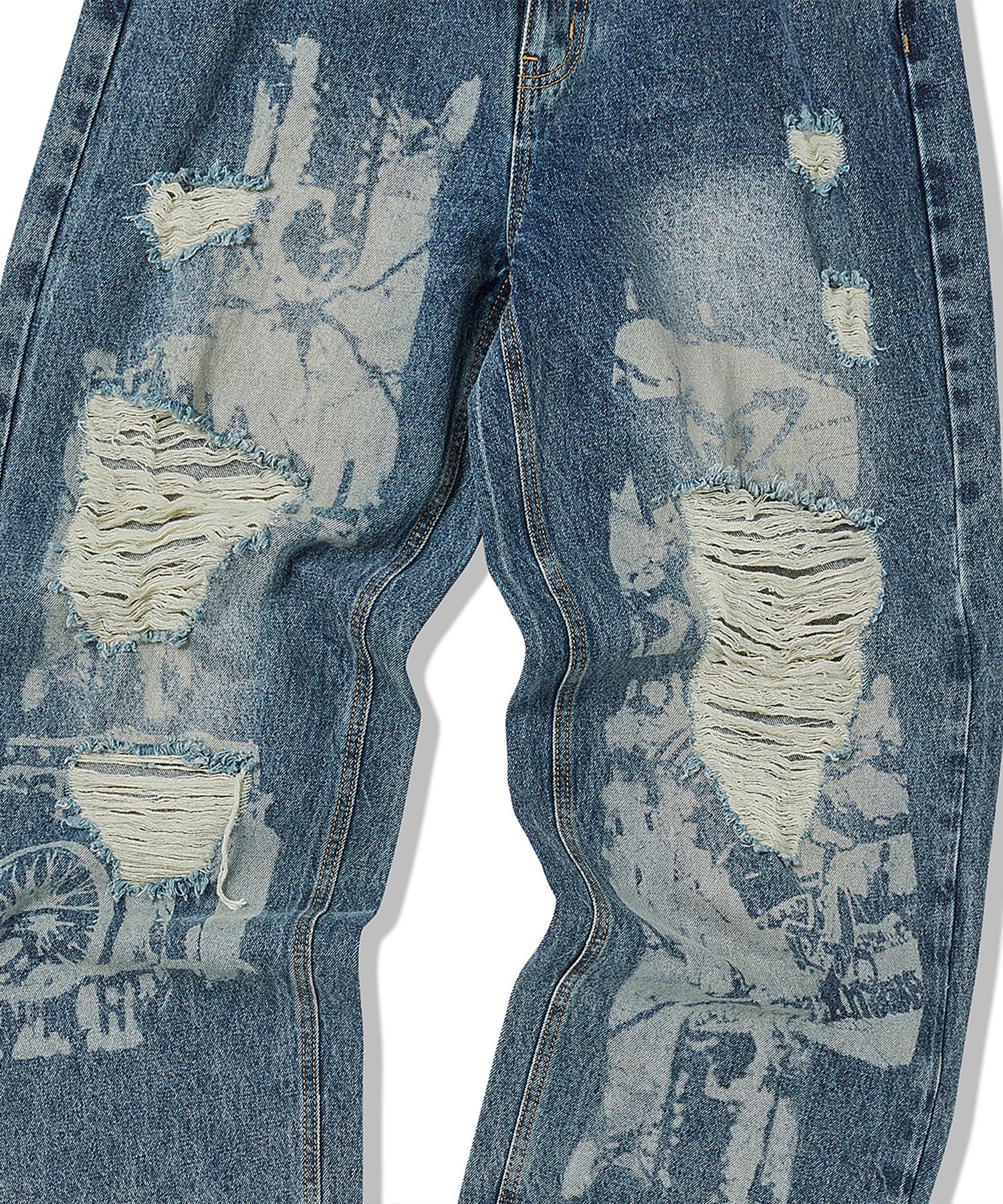 MUSINSA | TRAVEL Painted Denim Pants Indigo Blue