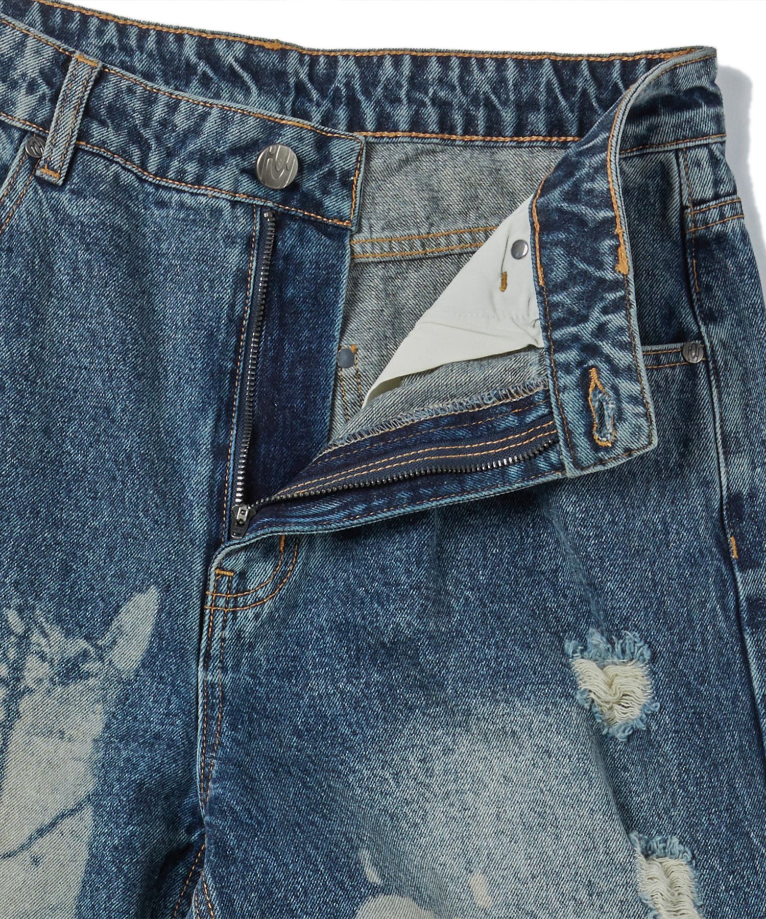 【 TRAVEL 】PAINTED DENIM PANTS (2色) unisex MUSINSA | TRAVEL Painted Denim Pants Indigo Blue