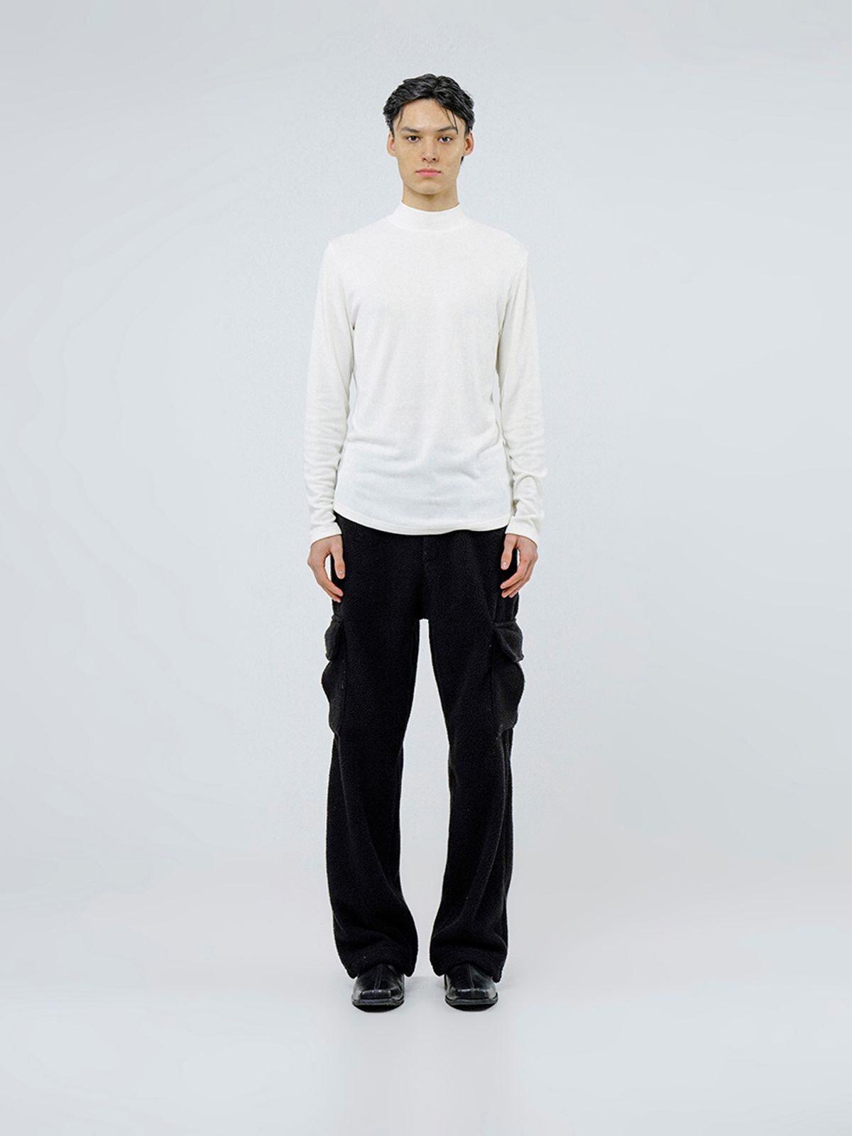 챈세스노이(CHANCE'S NOI) Fleece Wool Half Turtleneck - White /M244TP03WH