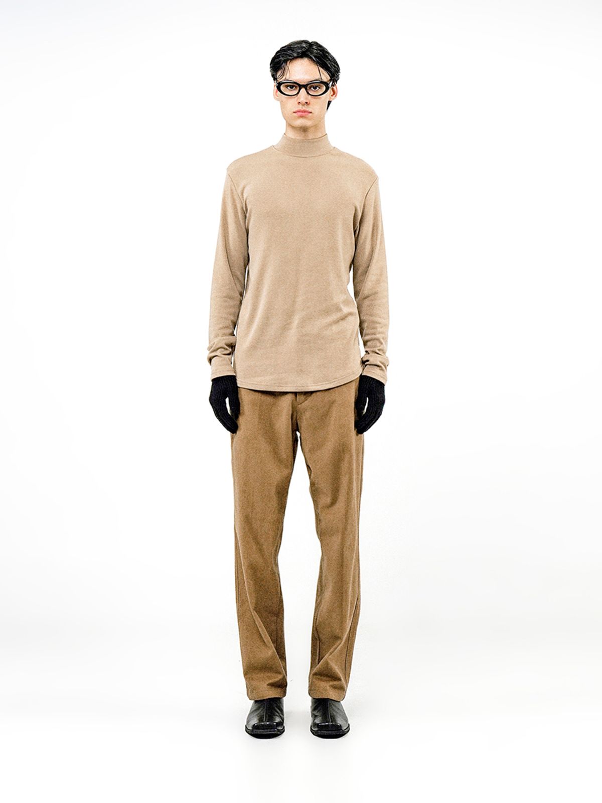 챈세스노이(CHANCE'S NOI) Fleece Wool Half Turtleneck - Beige /M244TP03BE