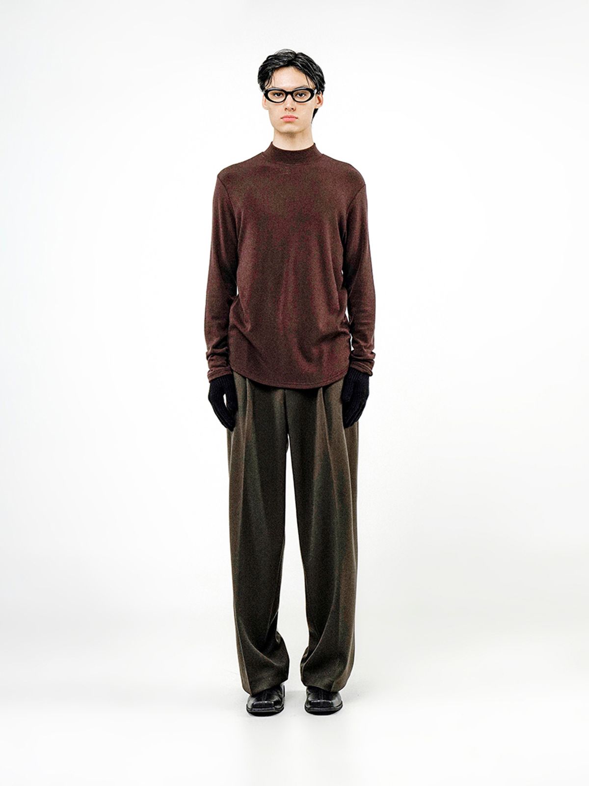 챈세스노이(CHANCE'S NOI) Fleece Wool Half Turtleneck - Brown /M244TP03BR