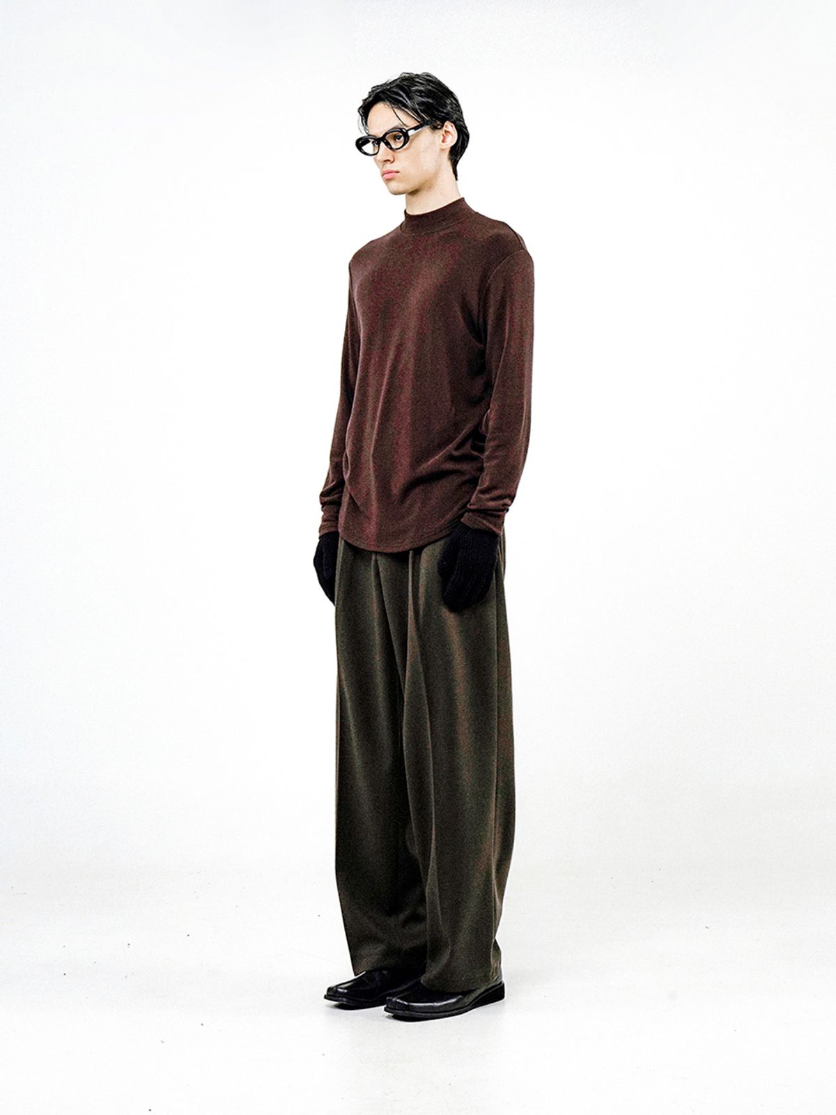 챈세스노이(CHANCE'S NOI) Fleece Wool Half Turtleneck - Brown /M244TP03BR