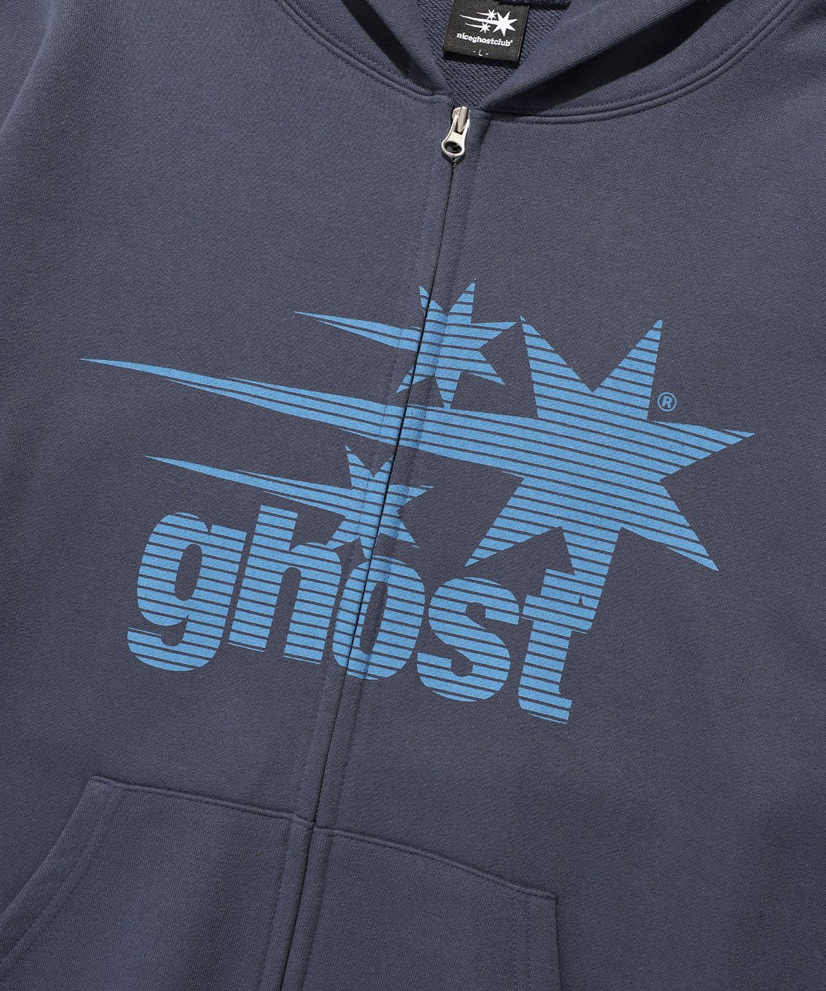 나이스고스트클럽(NICEGHOSTCLUB) GHOST 3STAR HOODIE ZIP UP_NAVY(NG2FSUM483A)
