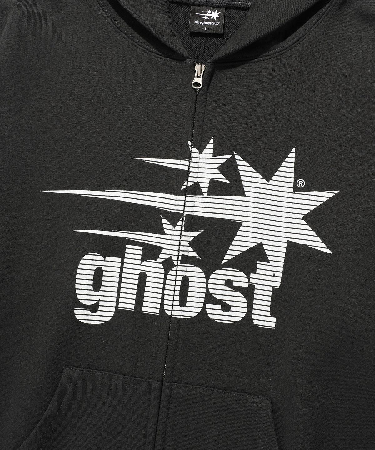 나이스고스트클럽(NICEGHOSTCLUB) GHOST 3STAR HOODIE ZIP UP_CHARCOAL(NG2FSUM483A)