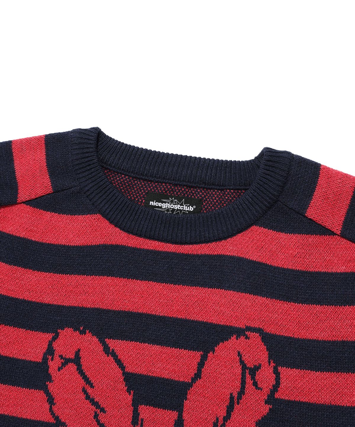 나이스고스트클럽(NICEGHOSTCLUB) SKULL RABBIT STRIPE KNIT_RED(NG2FSUK600A)