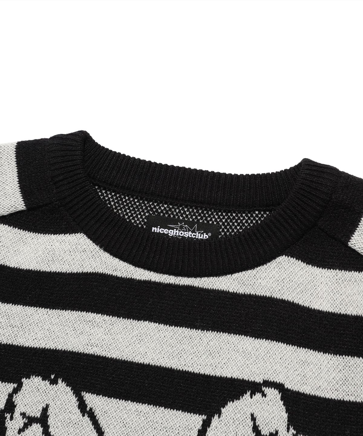 나이스고스트클럽(NICEGHOSTCLUB) SKULL RABBIT STRIPE KNIT_BLACK(NG2FSUK600A)