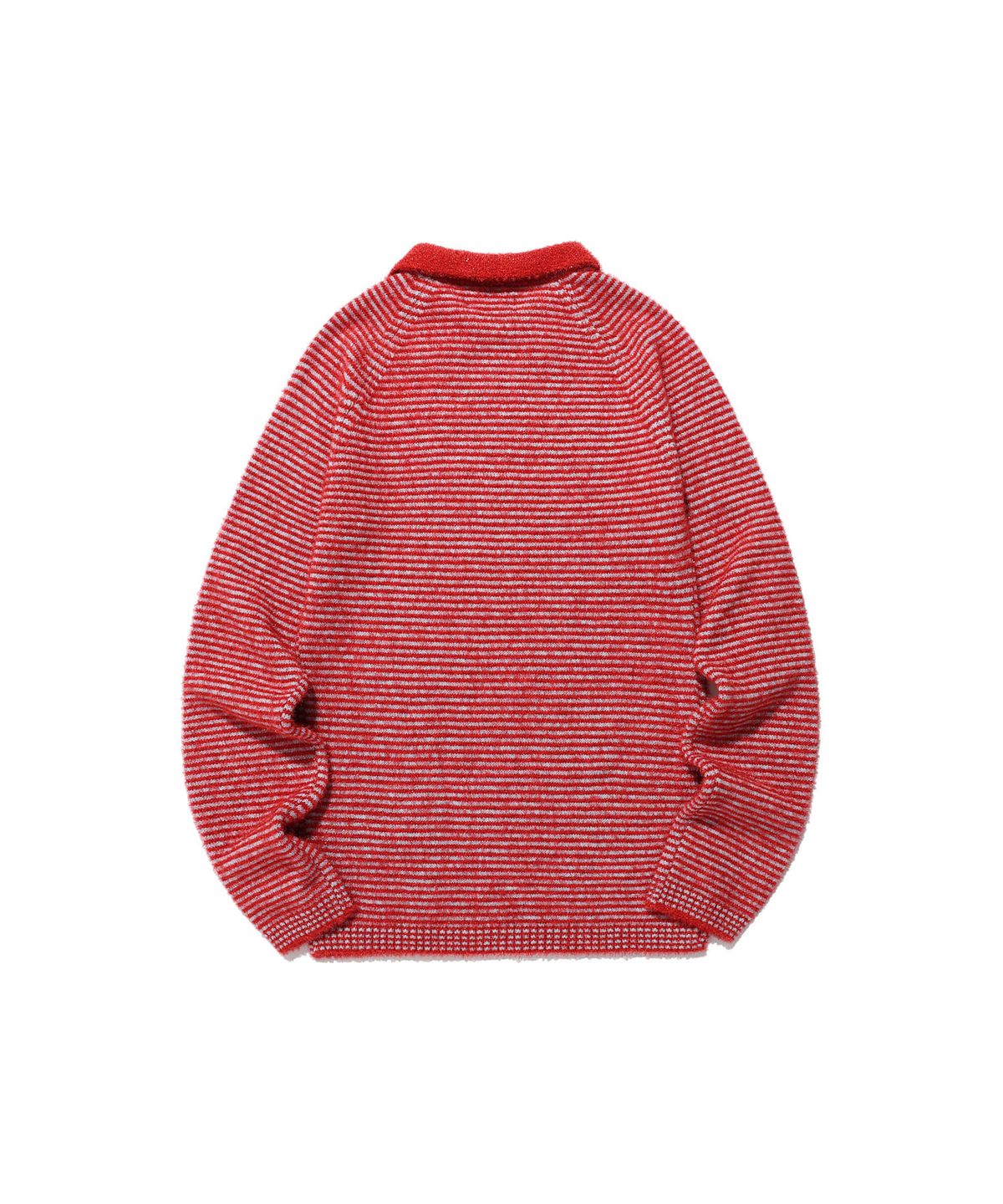 나이스고스트클럽(NICEGHOSTCLUB) STRIPE COLLAR L/S KNIT TEE_RED(NG2FSUK640A)
