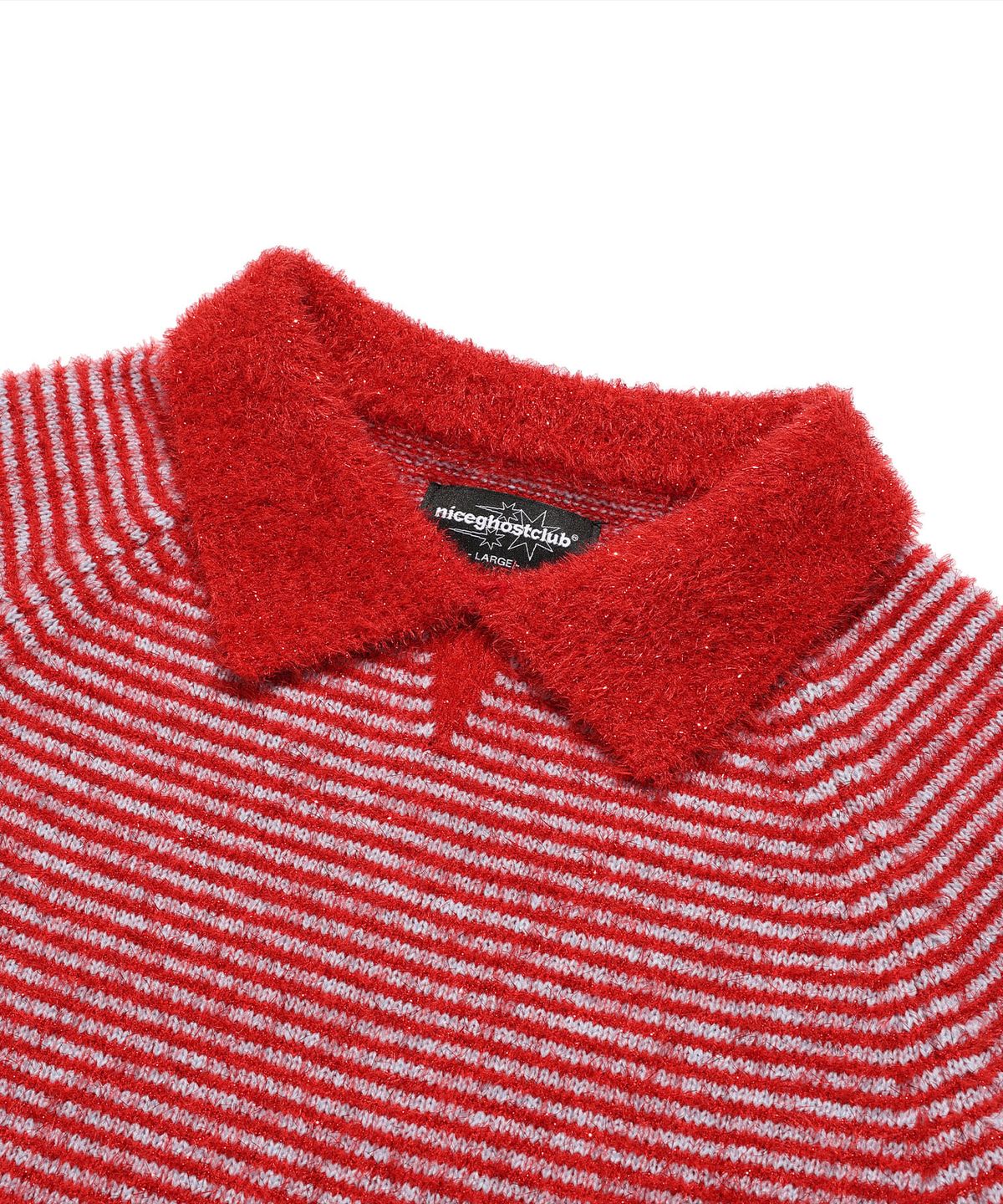 나이스고스트클럽(NICEGHOSTCLUB) STRIPE COLLAR L/S KNIT TEE_RED(NG2FSUK640A)
