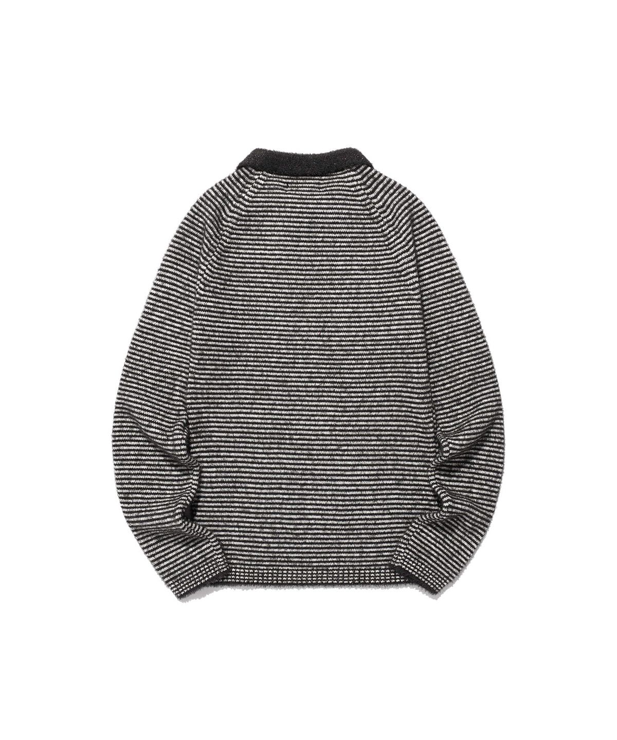 나이스고스트클럽(NICEGHOSTCLUB) STRIPE COLLAR L/S KNIT TEE_BLACK(NG2FSUK640A)