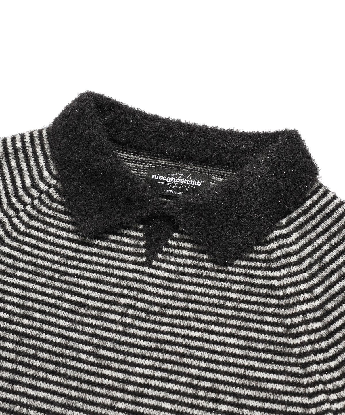 나이스고스트클럽(NICEGHOSTCLUB) STRIPE COLLAR L/S KNIT TEE_BLACK(NG2FSUK640A)