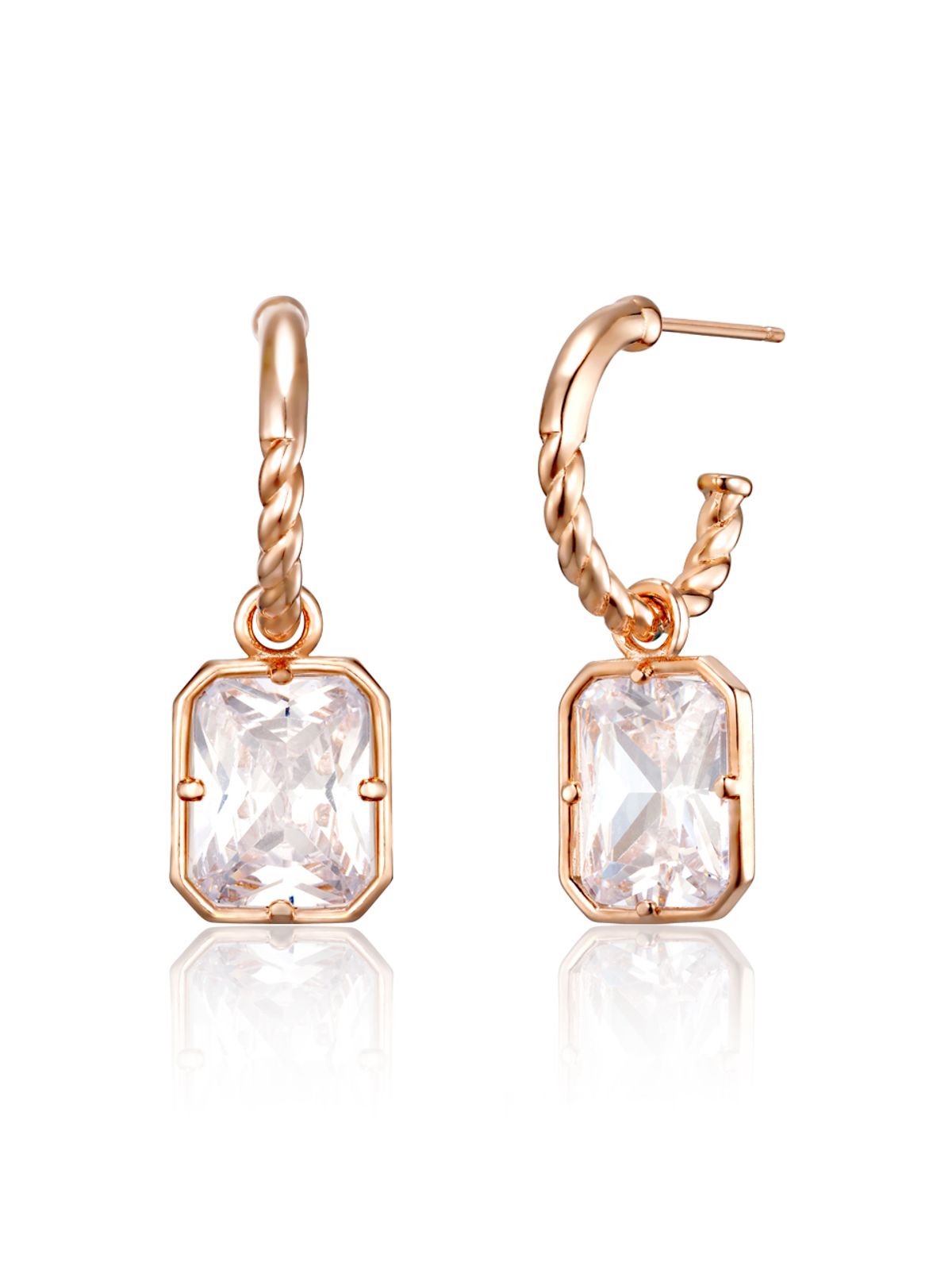 엘르주얼리(ELLEJEWELRY) 14K GF 사각 스톤드랍 원터치 귀걸이 ELGPEE561