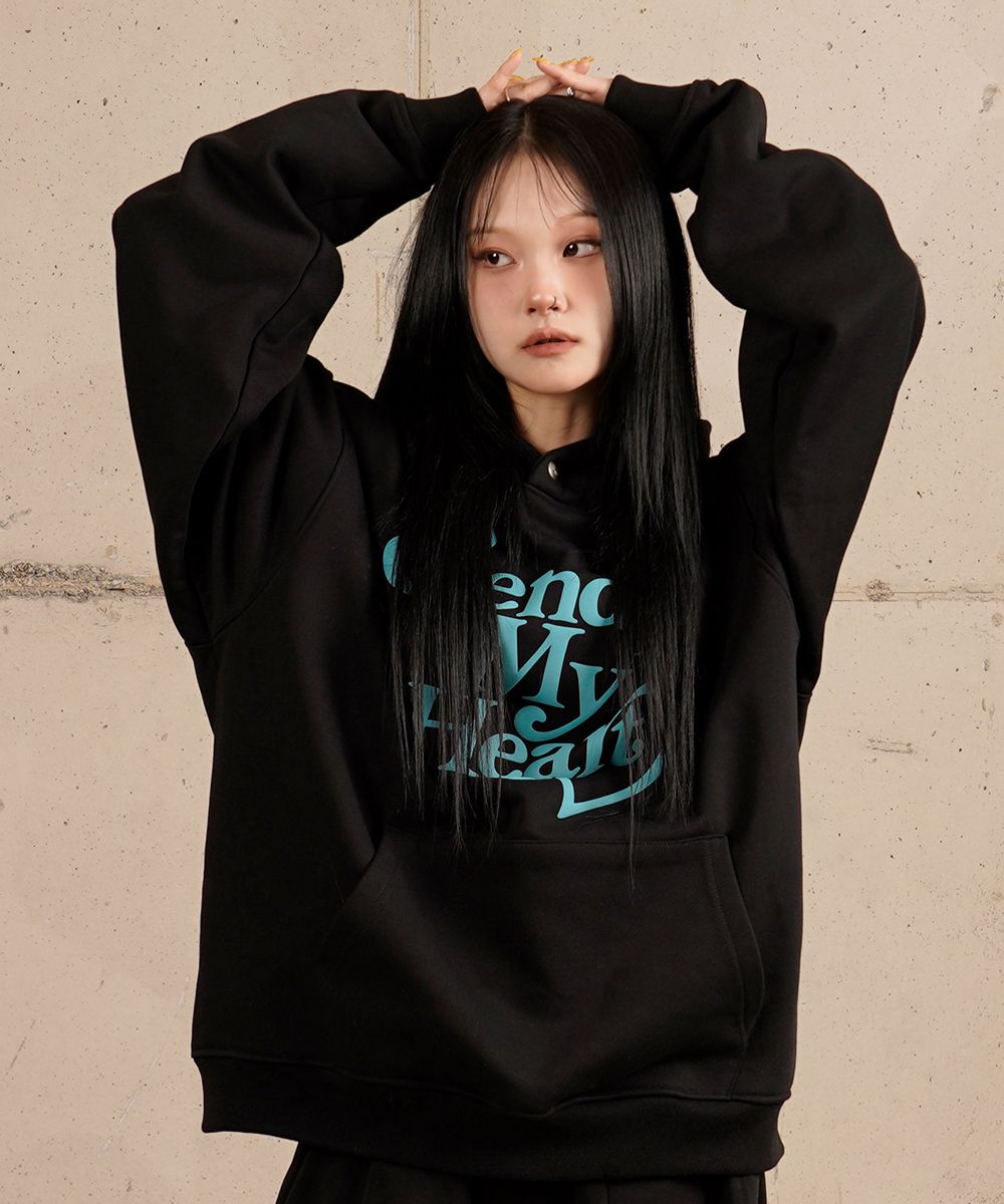 MUSINSA公式 | DENAGE SEND MY HEART 3D Lettering Hoodie Black