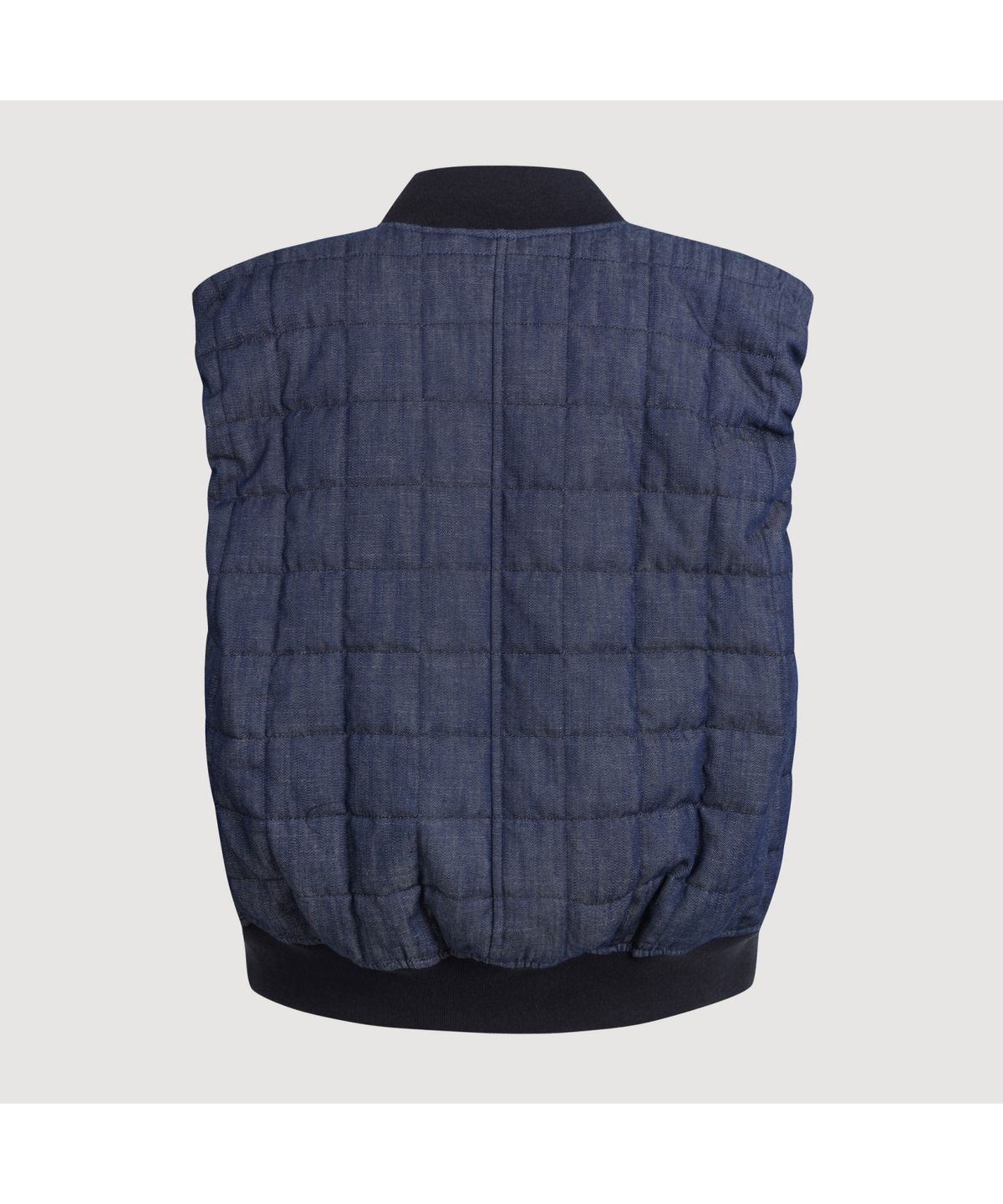 럭키슈에뜨(LUCKY CHOUETTE) Emblem Quilting Denim Like Padded Vest (blue) LFUCS25120BUX
