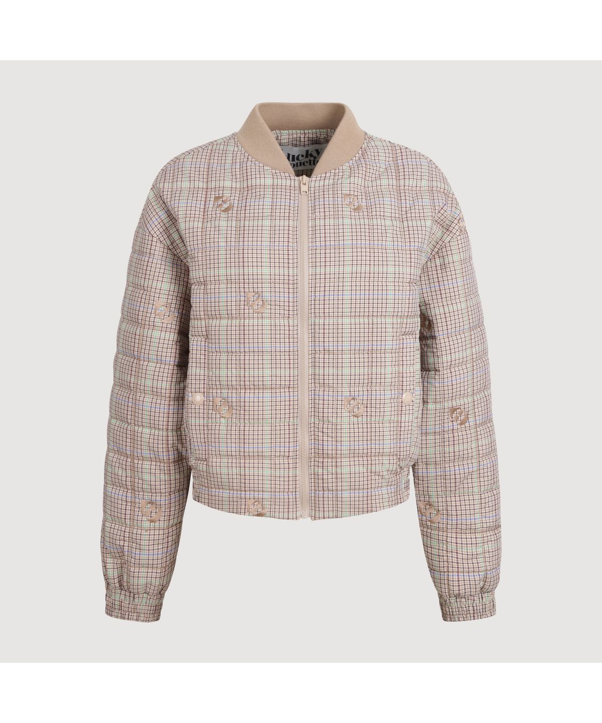 럭키슈에뜨(LUCKY CHOUETTE) Emblem Quilting Check Padded Jumper (multi color) LFUCS25115XXX
