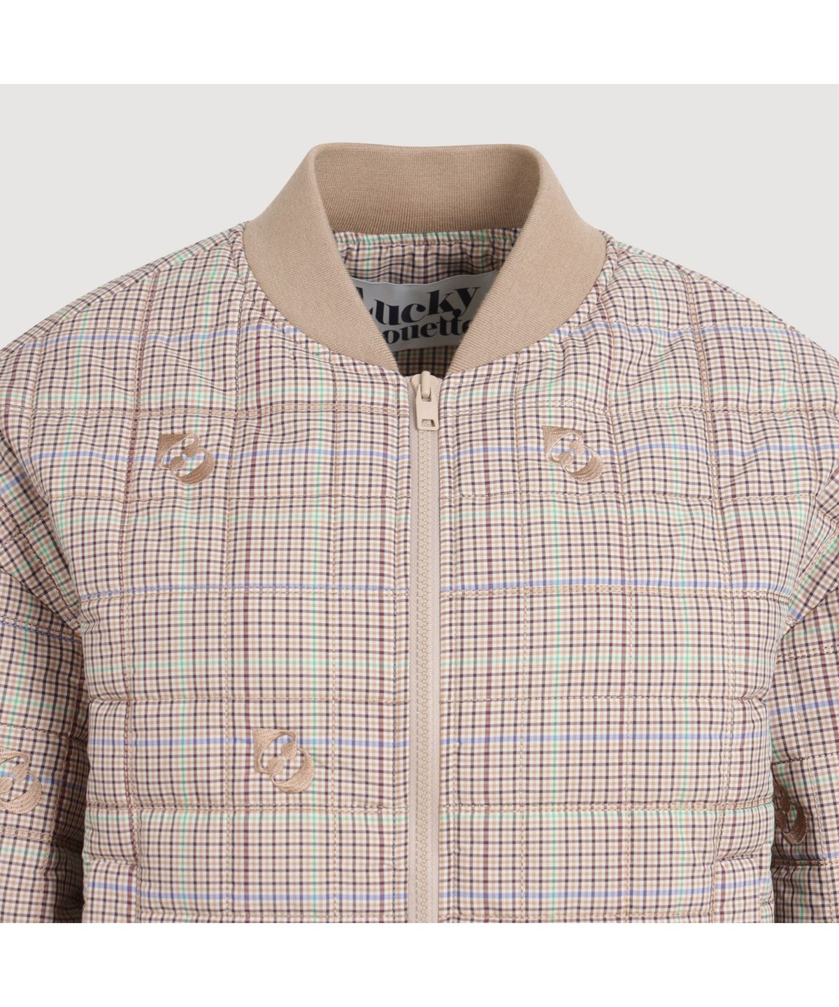 럭키슈에뜨(LUCKY CHOUETTE) Emblem Quilting Check Padded Jumper (multi color) LFUCS25115XXX