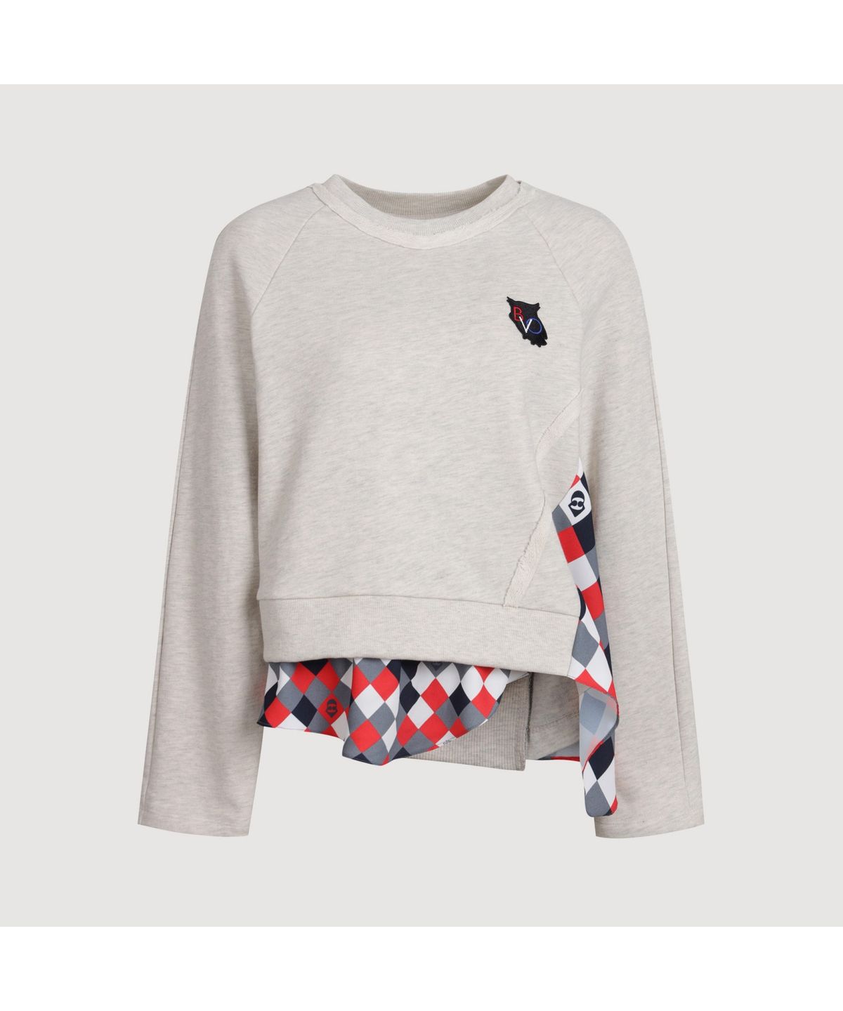 럭키슈에뜨(LUCKY CHOUETTE) Checkered Print Color Sweatshirt (oatmeal) LFTAS25110OTM
