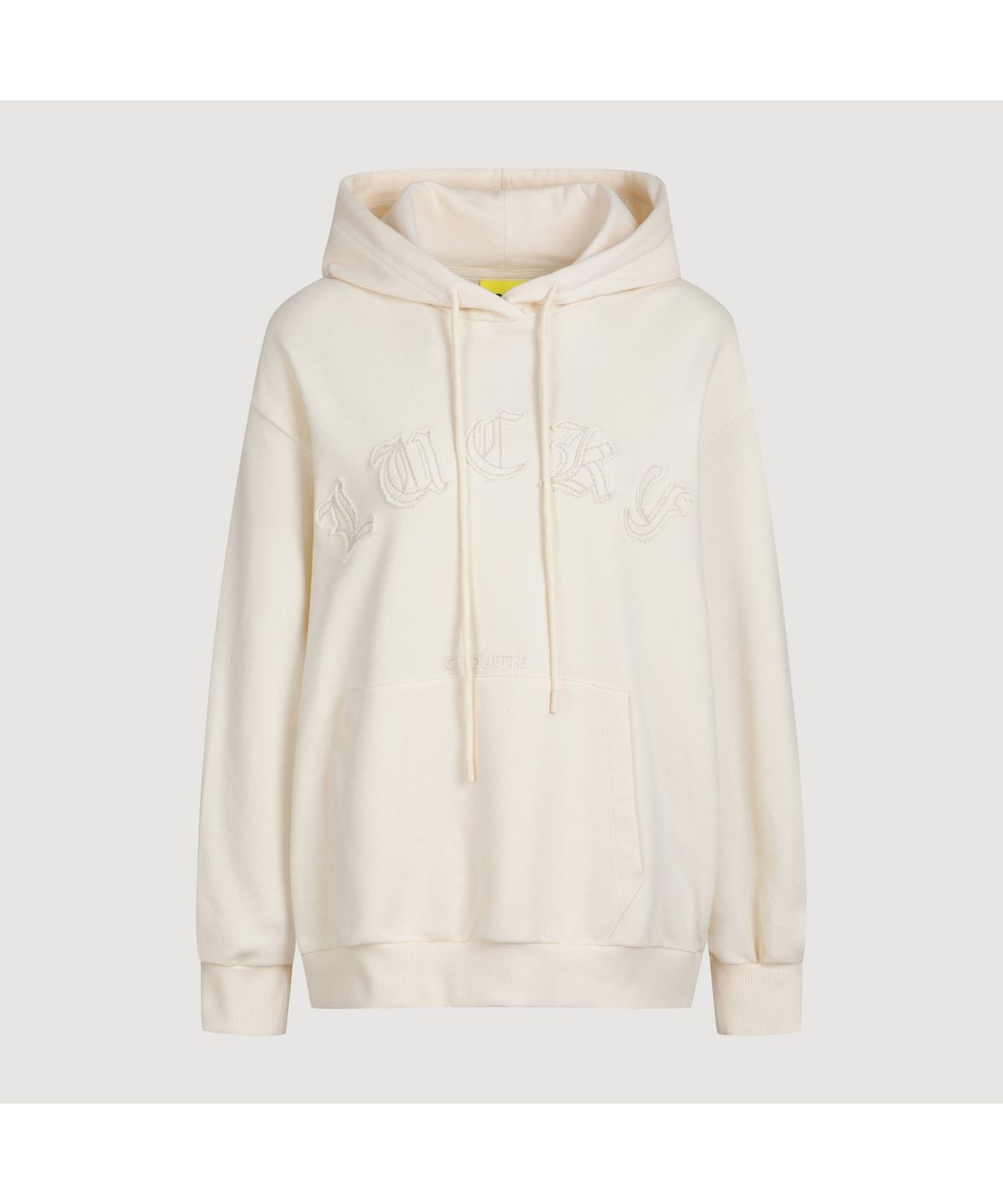 럭키슈에뜨(LUCKY CHOUETTE) Embroidery Point Hooded T-shirt (ivory) LFTAS25120IVX