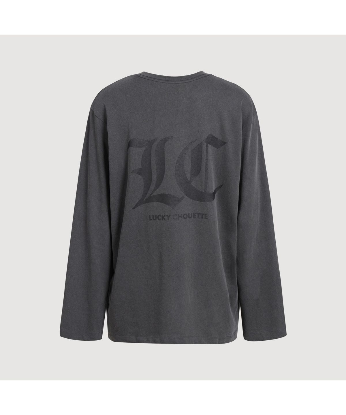 럭키슈에뜨(LUCKY CHOUETTE) Pigment Loose-Fit Long-Sleeved T-shirt (dark grey) LFTAS25180GYD
