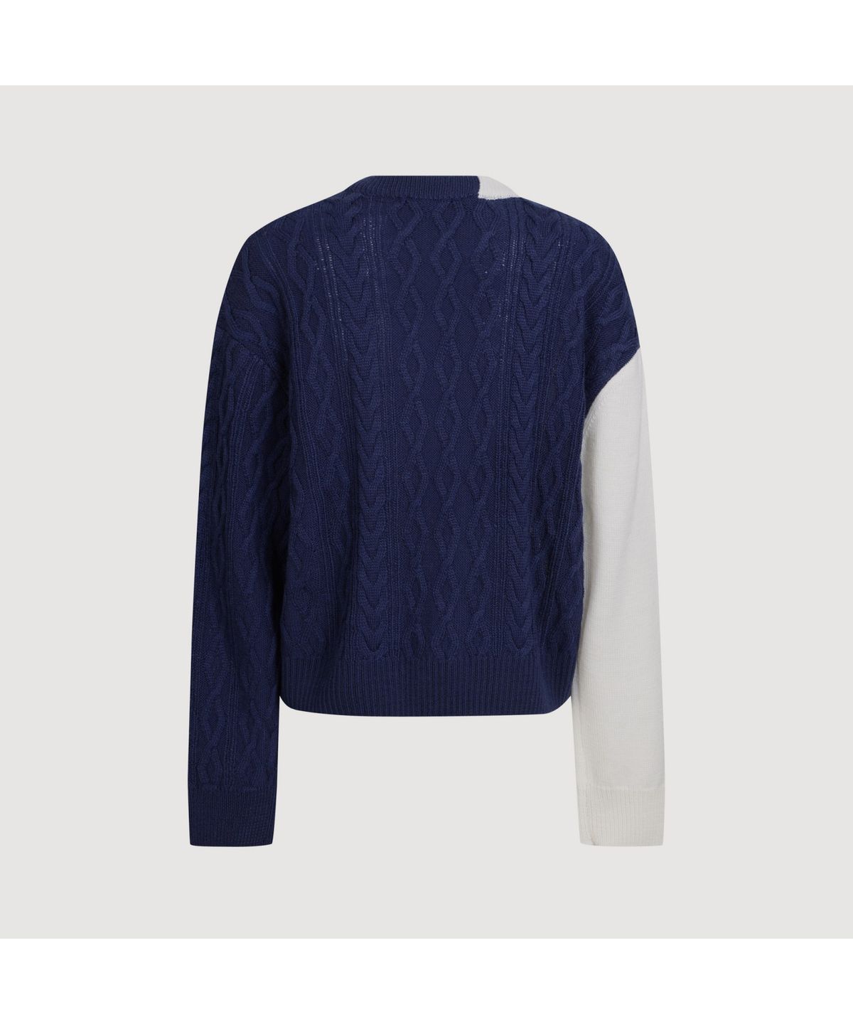 럭키슈에뜨(LUCKY CHOUETTE) Half Color Cable Mix Knit Pullover (ivory) LFWAS25100IVX