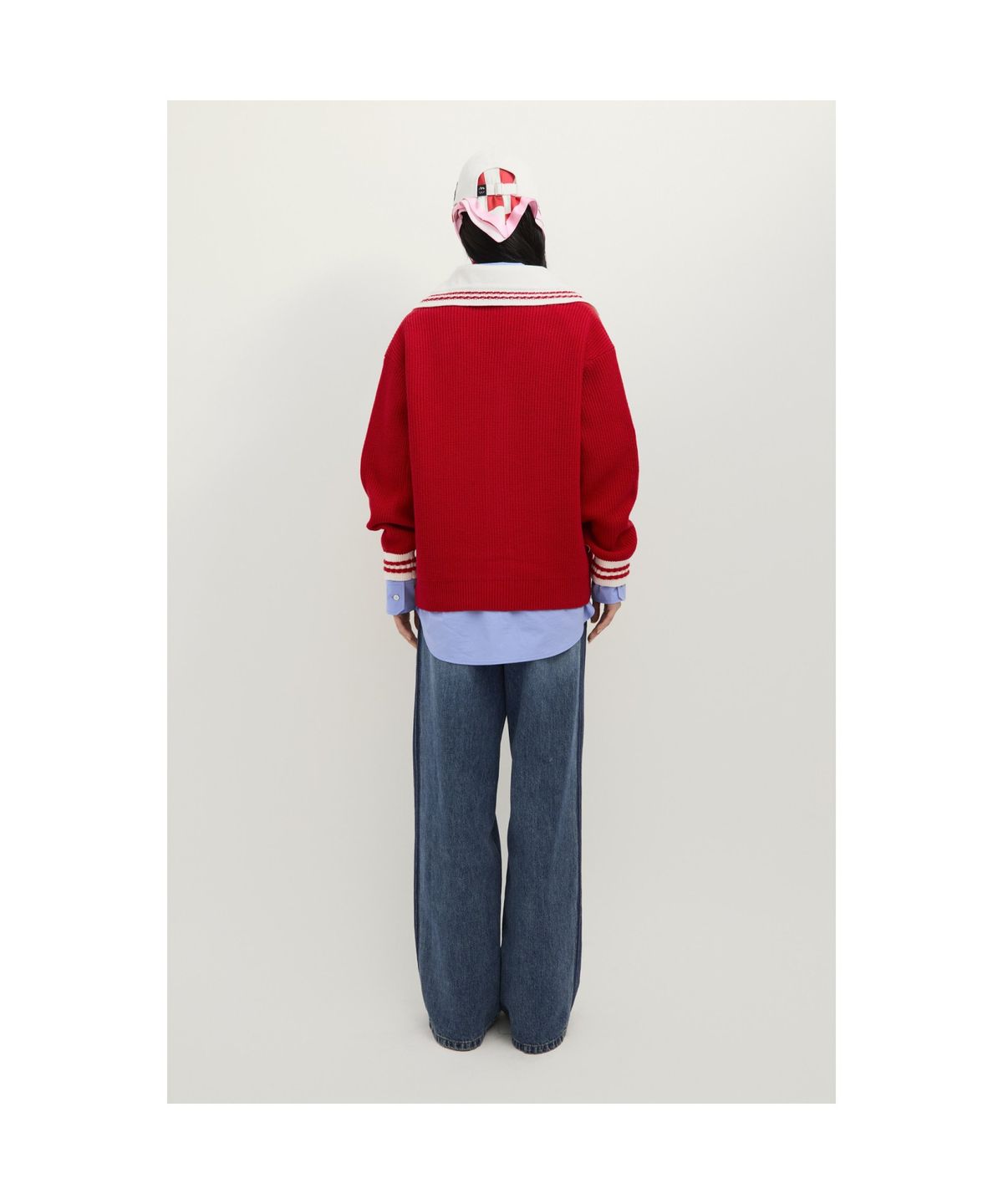 럭키슈에뜨(LUCKY CHOUETTE) Mini Sailor Knit Cardigan (red) LFWCS25130REX