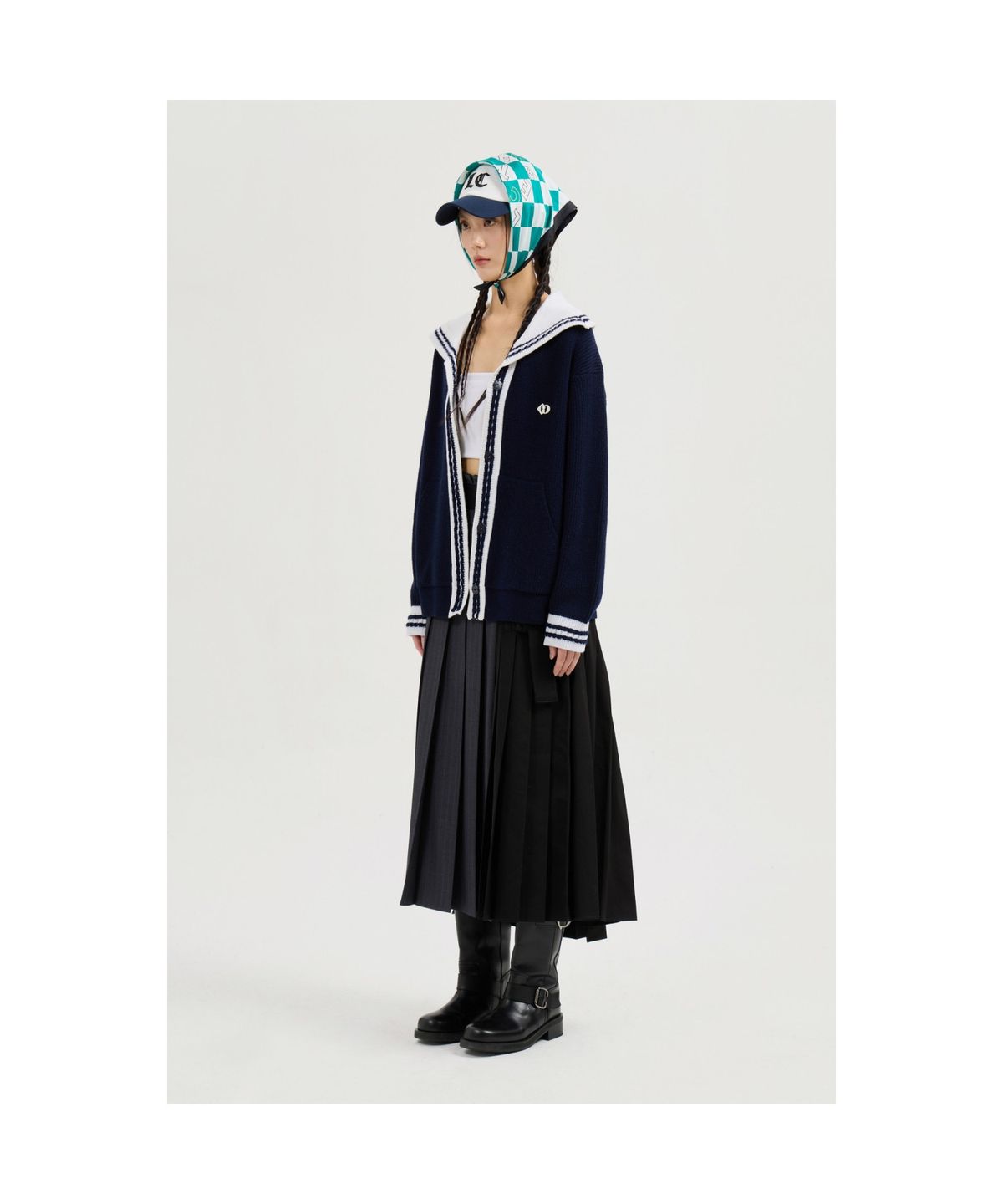 럭키슈에뜨(LUCKY CHOUETTE) Mini Sailor Knit Cardigan (navy) LFWCS25130NYX