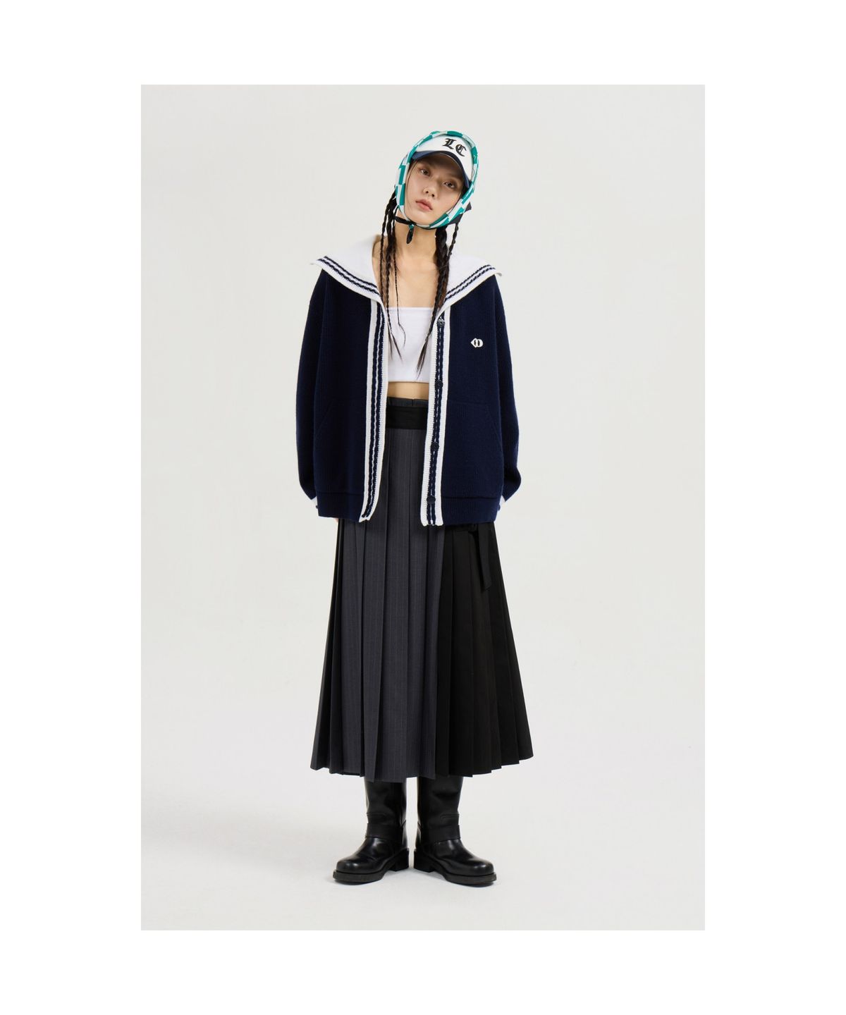 럭키슈에뜨(LUCKY CHOUETTE) Mini Sailor Knit Cardigan (navy) LFWCS25130NYX