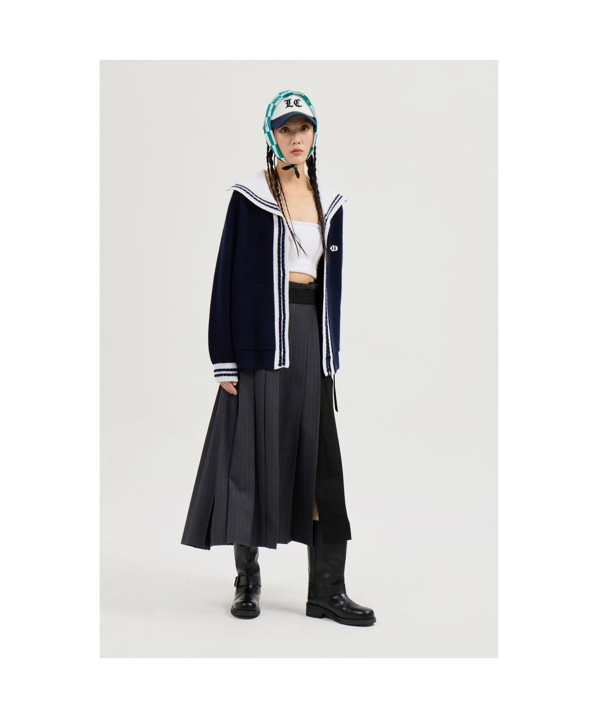 럭키슈에뜨(LUCKY CHOUETTE) Mini Sailor Knit Cardigan (navy) LFWCS25130NYX