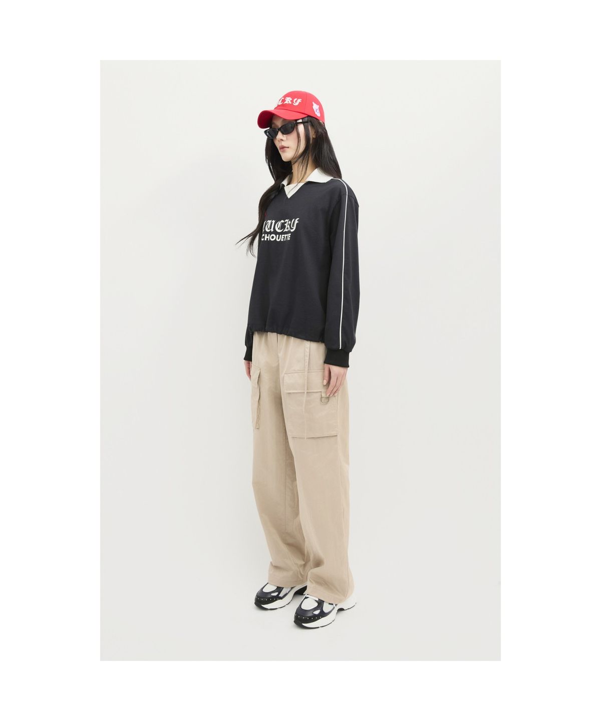 럭키슈에뜨(LUCKY CHOUETTE) Out Pocket Jogger Banding Pants (Fabric Belt) (beige) LFPNS25100BEX