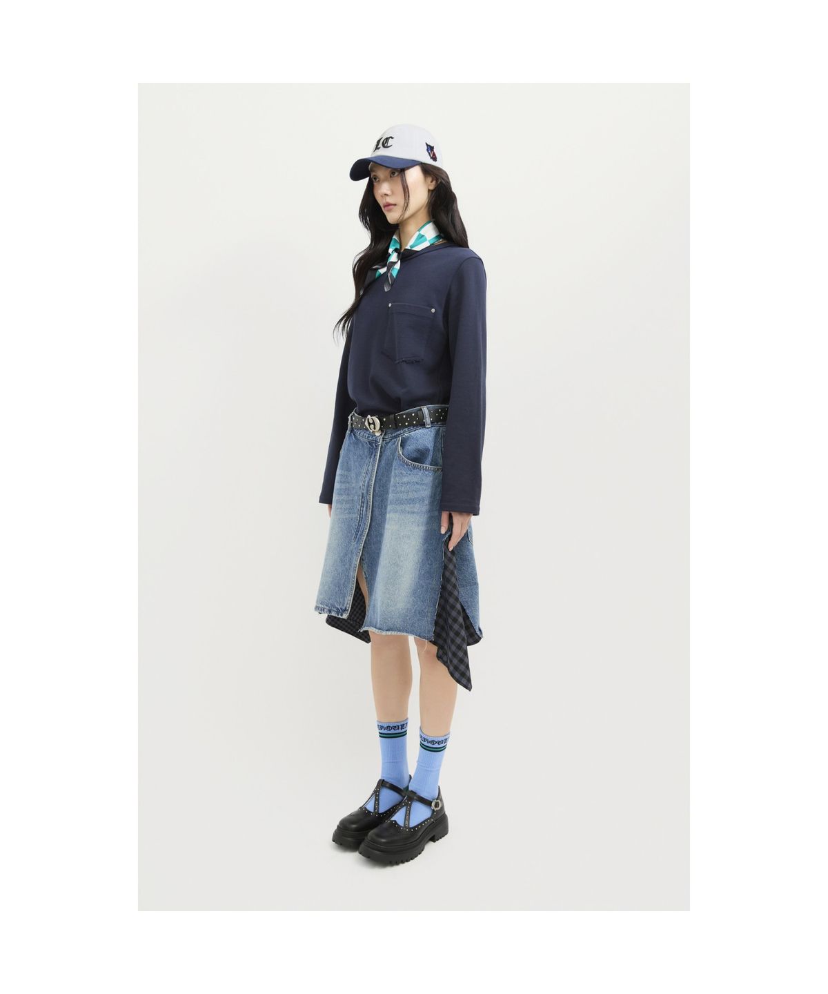 럭키슈에뜨(LUCKY CHOUETTE) Jersey Mix Denim Dress (multi color) LFPDS25170XXX