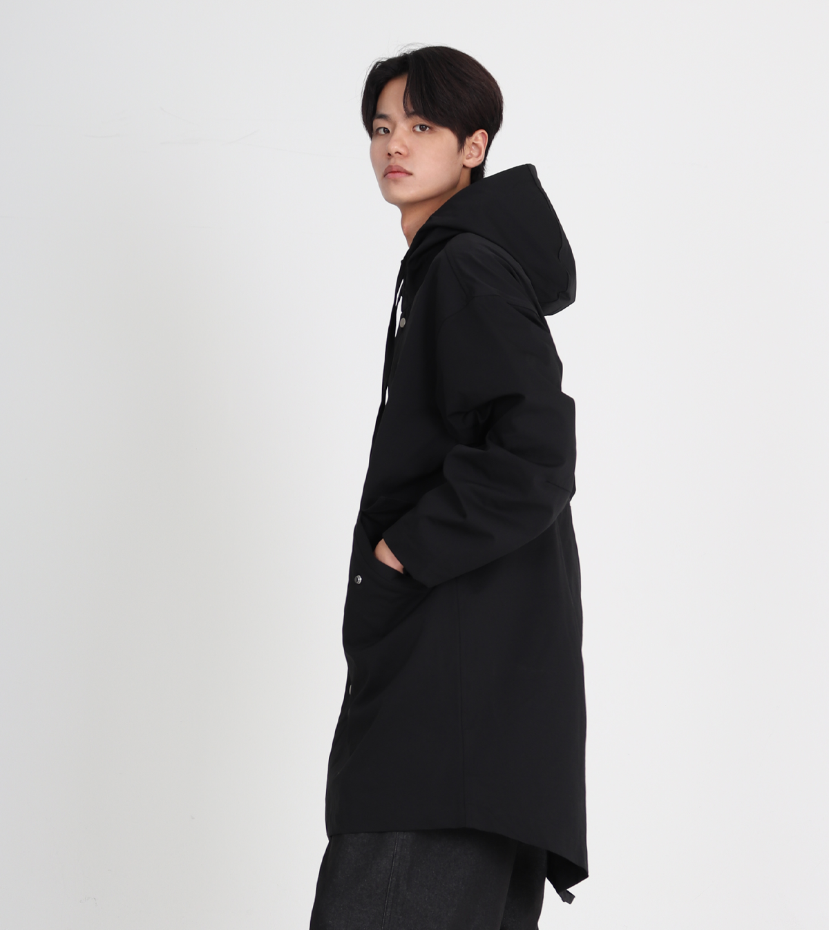 버튼서울(BUTTON SEOUL) 사파리 레인 후드 코트 3color (블랙)