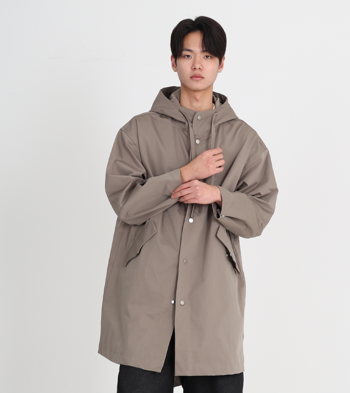 버튼서울(BUTTON SEOUL) 사파리 레인 후드 코트 3color (카키 그레이)