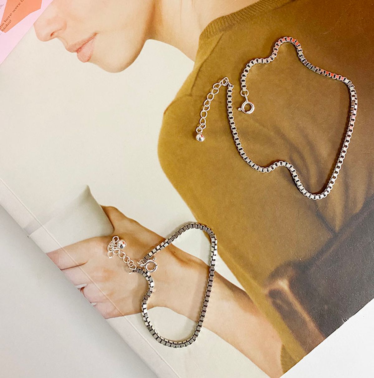 아쿠푸(ACOOPU) [925 silver] oli box chain bracelet & anklet