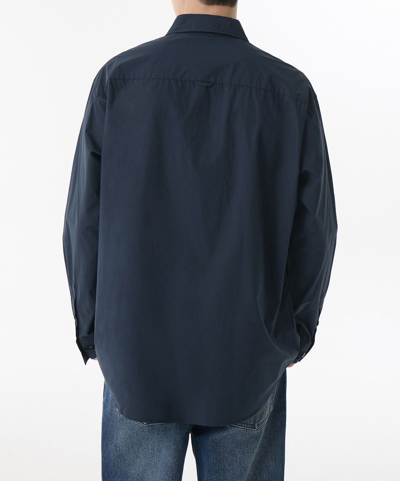 MUSINSA | MUSINSA STANDARD Relaxed Soft Poplin Shirt [Navy]