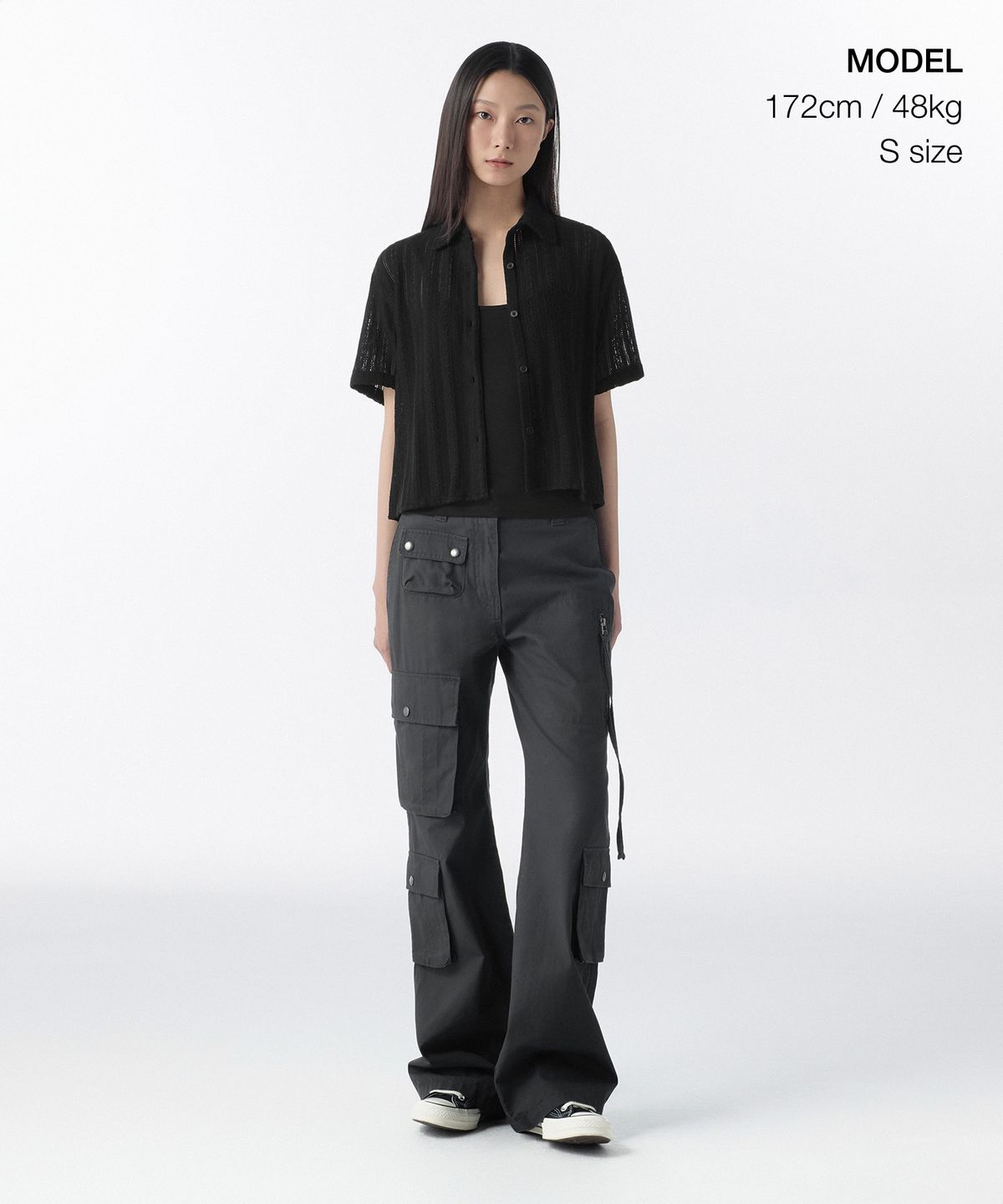 무신사 스탠다드 우먼(MUSINSA STANDARD WOMAN) 우먼즈 릴렉스드 크로셰 반소매 셔츠 [블랙]