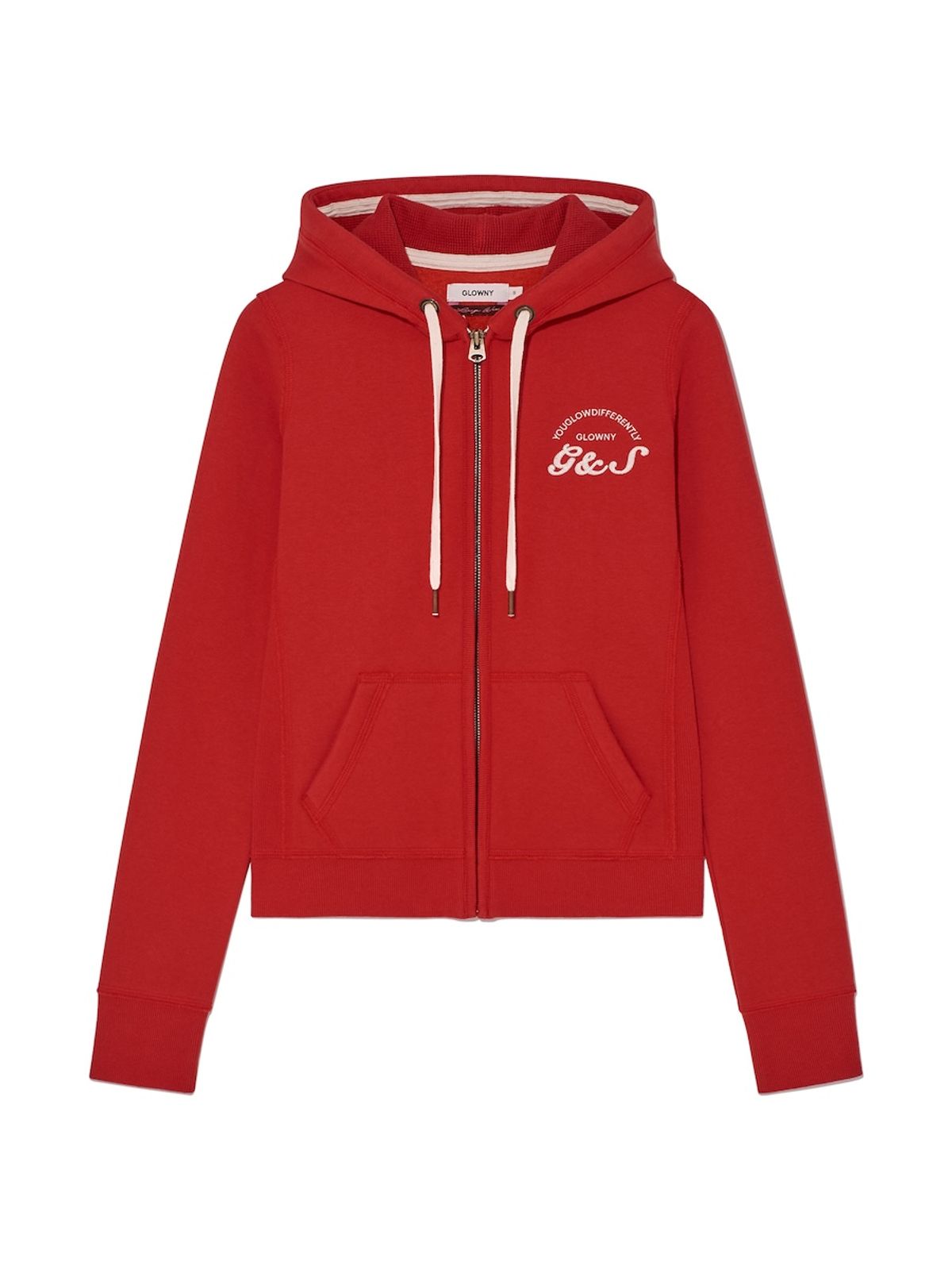 글로니(GLOWNY) BOLD CROP ZIP UP (RED)