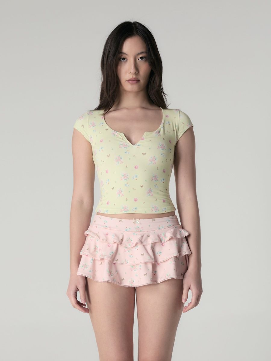 [GLOWNY] SLEEK SLIT TEE ★大人気★ MUSINSA公式 | GLOWNY SLEEK SLIT TEE (LIME BOUQUET)