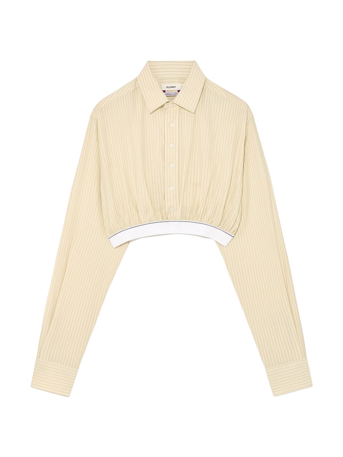 글로니(GLOWNY) WILLY CROP SHIRT (BEIGE  STRIPE)