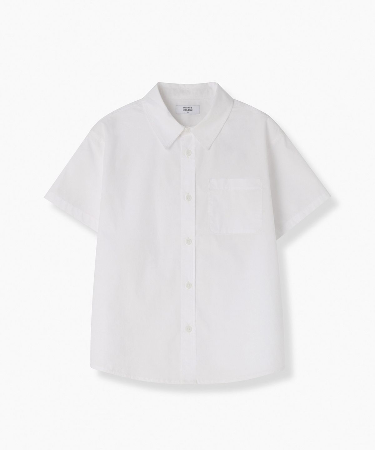 무신사 스탠다드 키즈(MUSINSA STANDARD KIDS) 릴렉스드 소프트 포플린 반소매 셔츠 [화이트]
