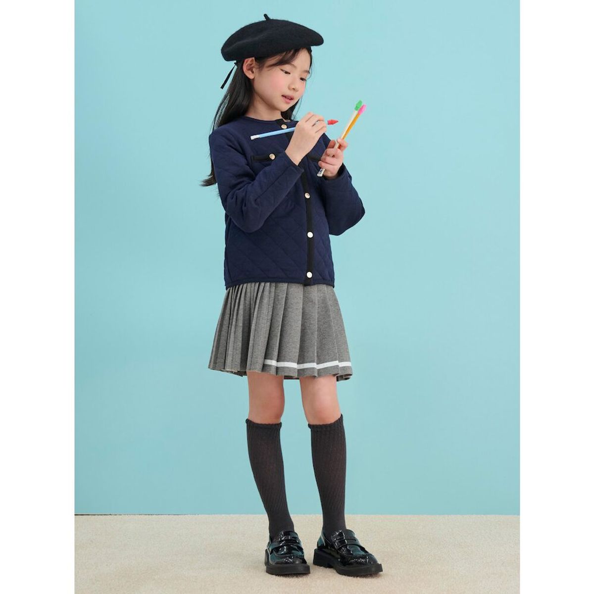 빈폴 키즈(BEANPOLE KIDS) 여아 저지 퀼팅 점퍼  네이비 (BI5139G01R)
